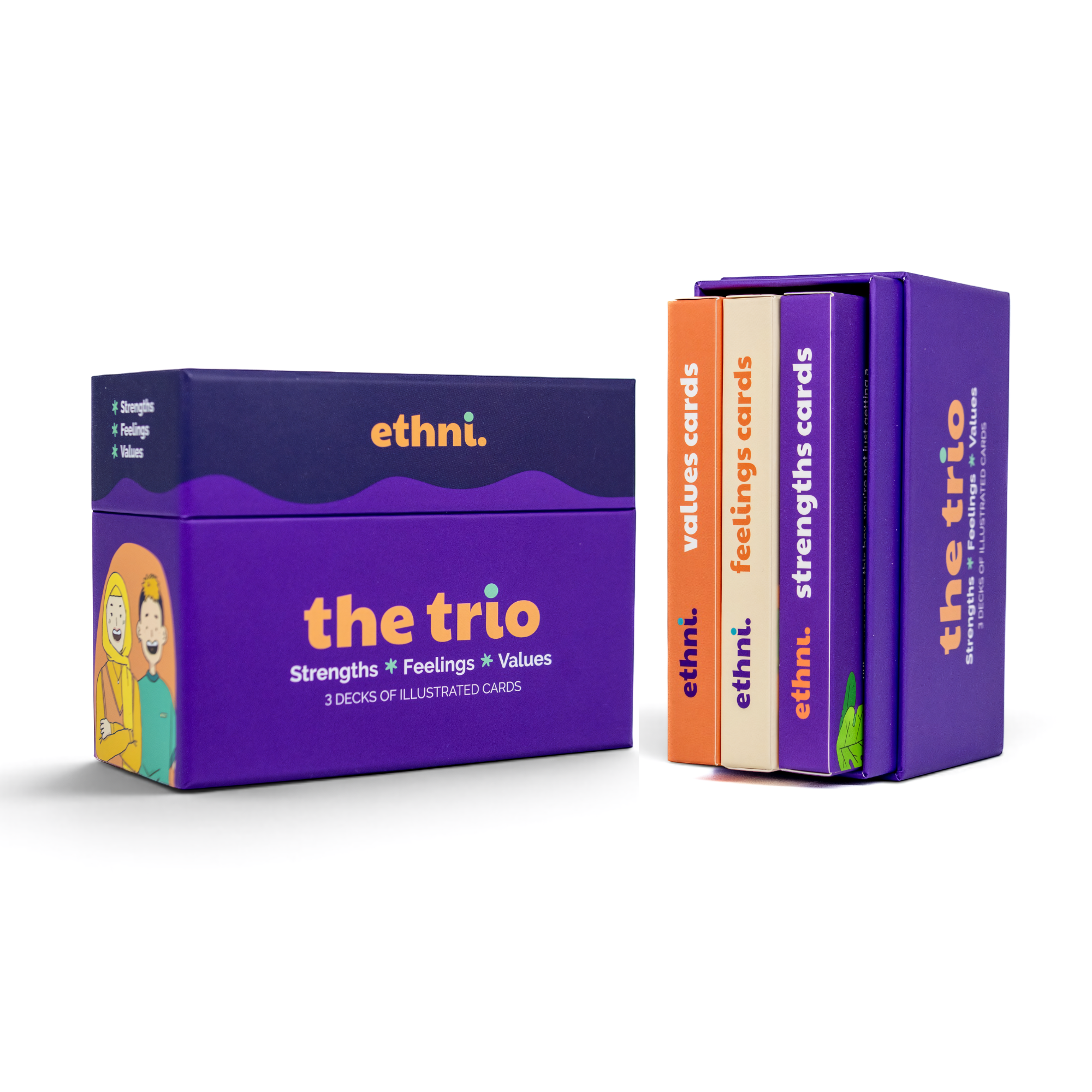 The Trio Box Set: Strengths, Feelings and Values Cards