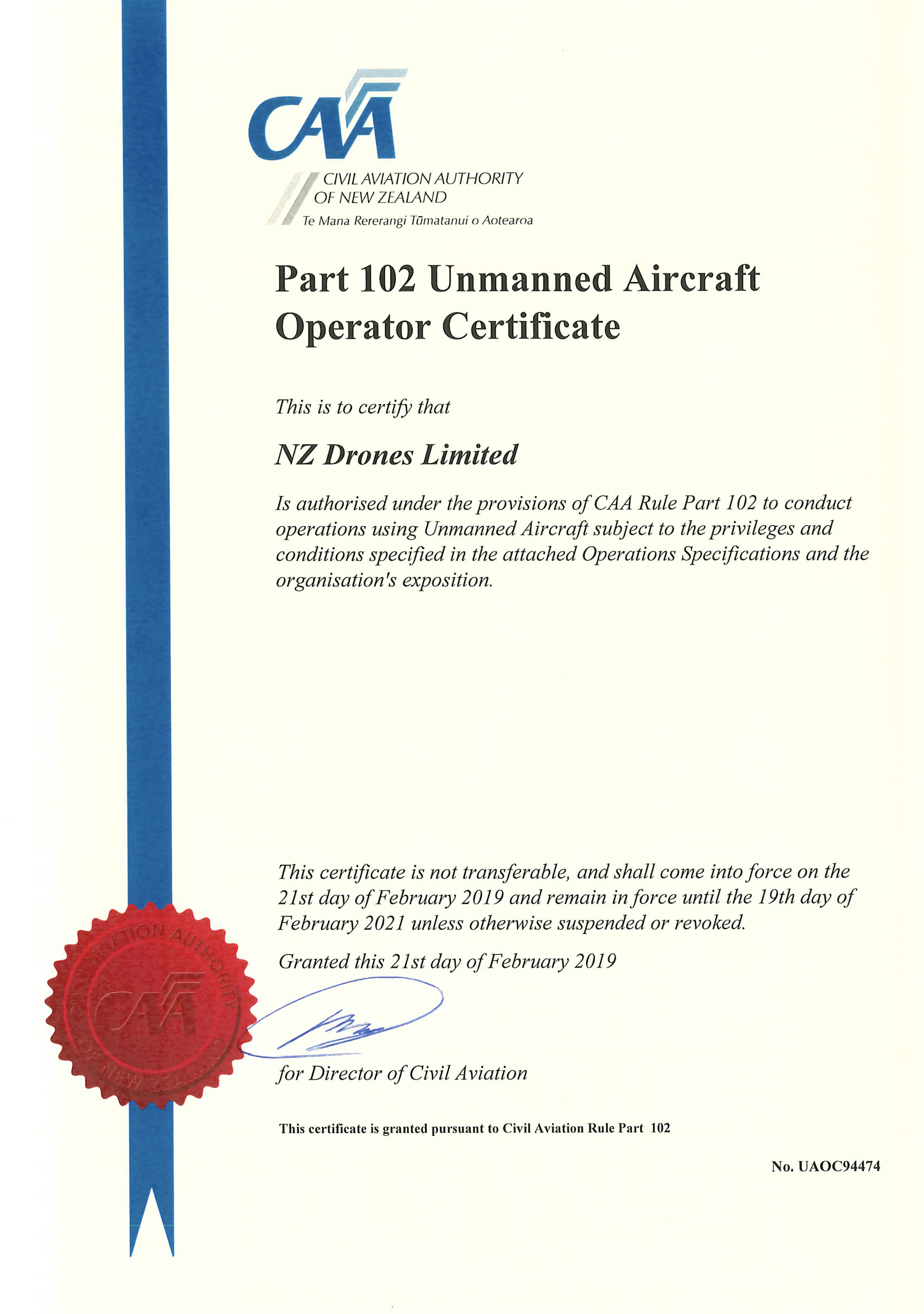 NZ Drones Aerial Services CAA Part 102