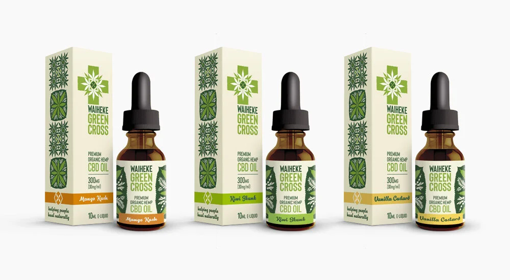 Waiheke Green Cross Premium Organic Hemp CBD Oil Range
