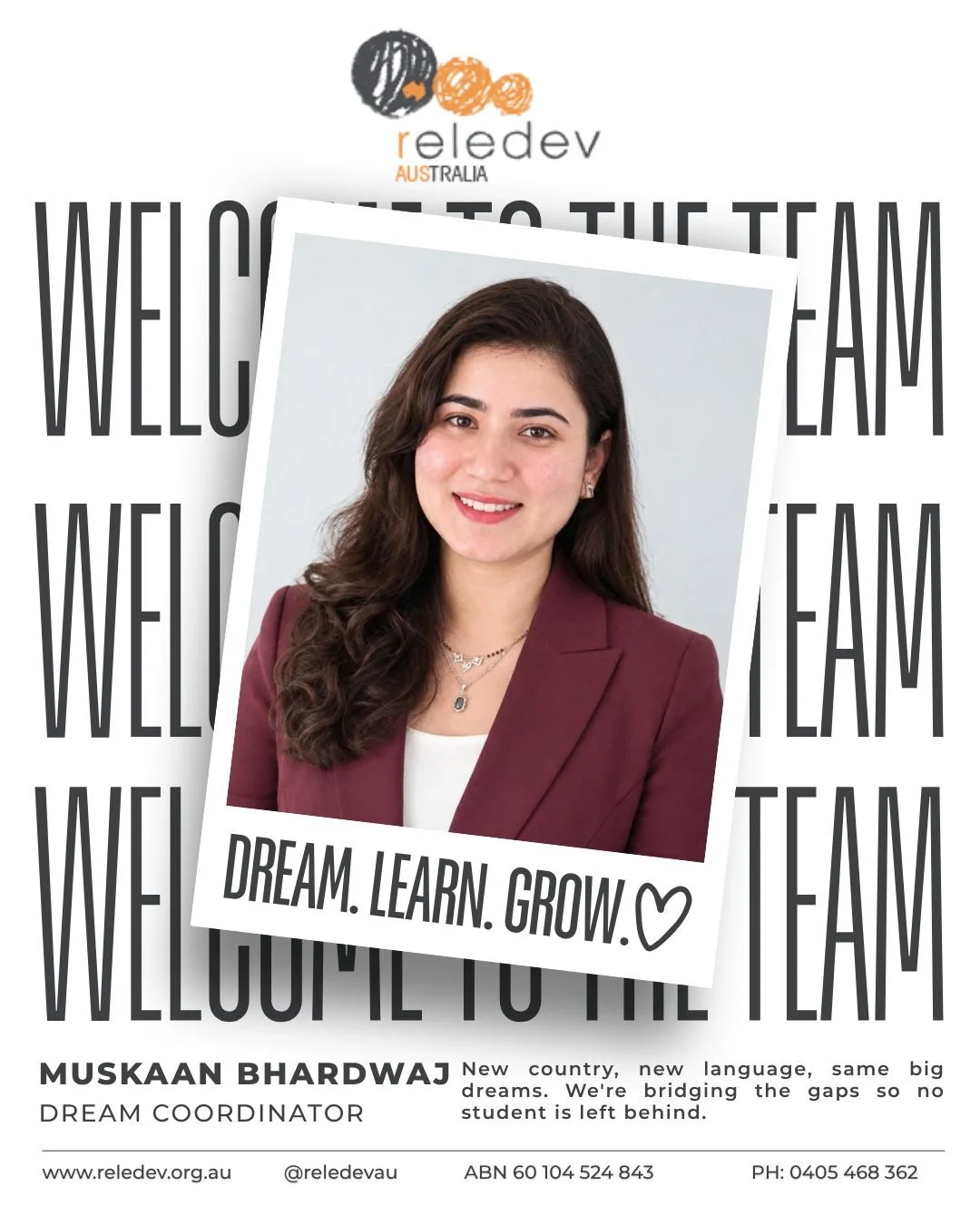 Meet Muskaan, our new DREAM Program Coordinator!

A former psychology teacher, Muskaan now leads our weekly DREAM sessions at Fairfield IEC, helping refugee and migrant students build confidence and practical career skills for their future in Austral