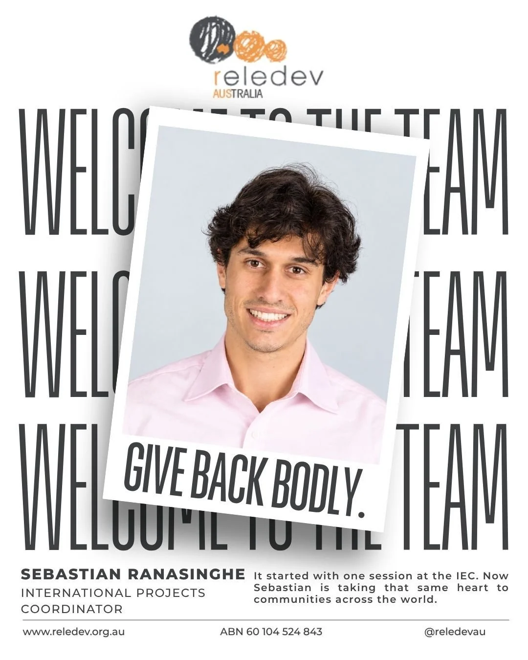 Meet Sebastian, our new International Projects Coordinator!

Sebastian found Reledev as a DREAM volunteer at Fairfield IEC earlier this year. After one session, he was hooked. Now he&rsquo;s taking that same heart to our projects overseas.

&ldquo;Th