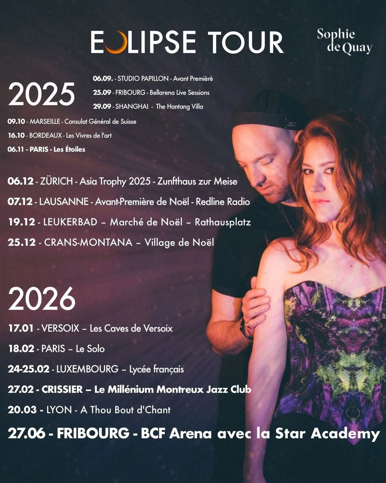 &Eacute;CLIPSE on tour 🌖 tellement h&acirc;te.. 
www.sophiedequay.com 

#sophiedequay #eclipse