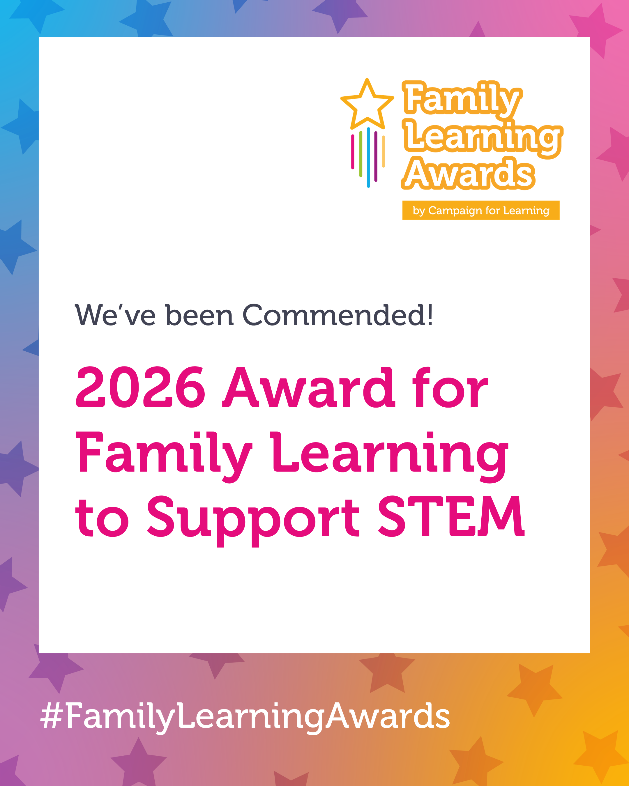 Unplugged Tots recognised in 2026 Family Learning Awards