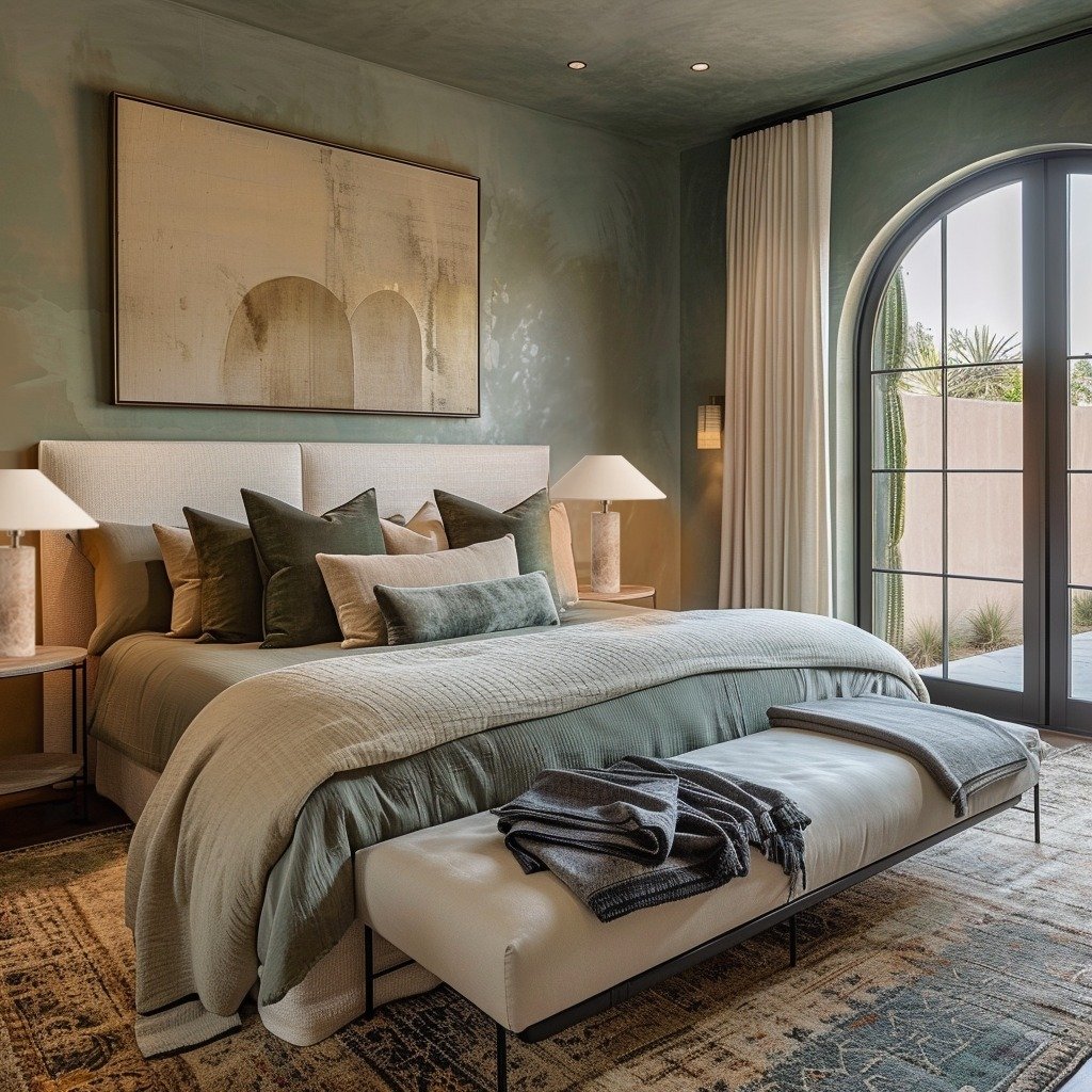 Embracing a natural palette in our latest concept bedroom on the stunning Spanish coast, we incorporated rugs with traditional patterns and textured plastered walls to refernce the local surroundings. 

#InteriorDesign #HomeDecor #BedroomDesign #Natu