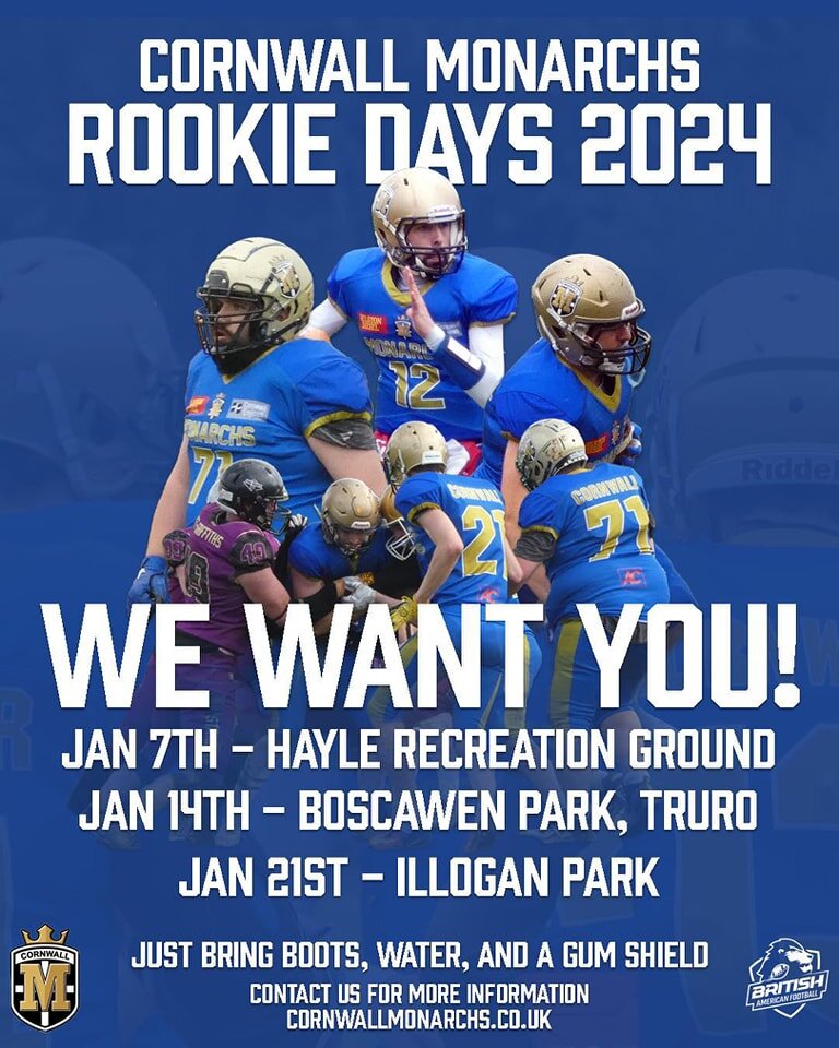 🏈 HAYLE ROOKIE DAY - THIS SUNDAY 🏈

This Sunday 7th, we host our 3rd rookie day of the calendar. We will be bringing American Football to Hayle!

Where: Hayle Recreation Ground, TR27 5AL
When: Sunday 7th January 
Time: 10am-12pm

These sessions are
