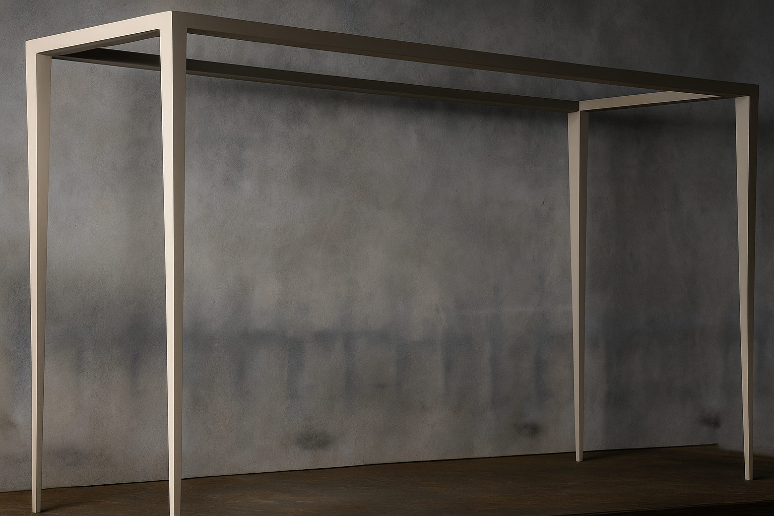 Minimalist style frame in light-finished mild steel
