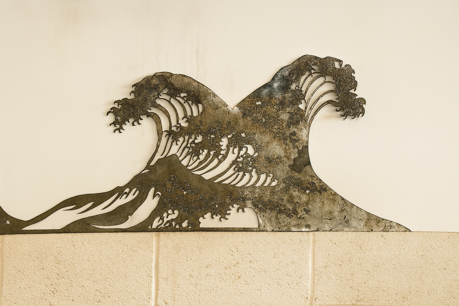 Plasma-cut sculpture of stylised ocean waves