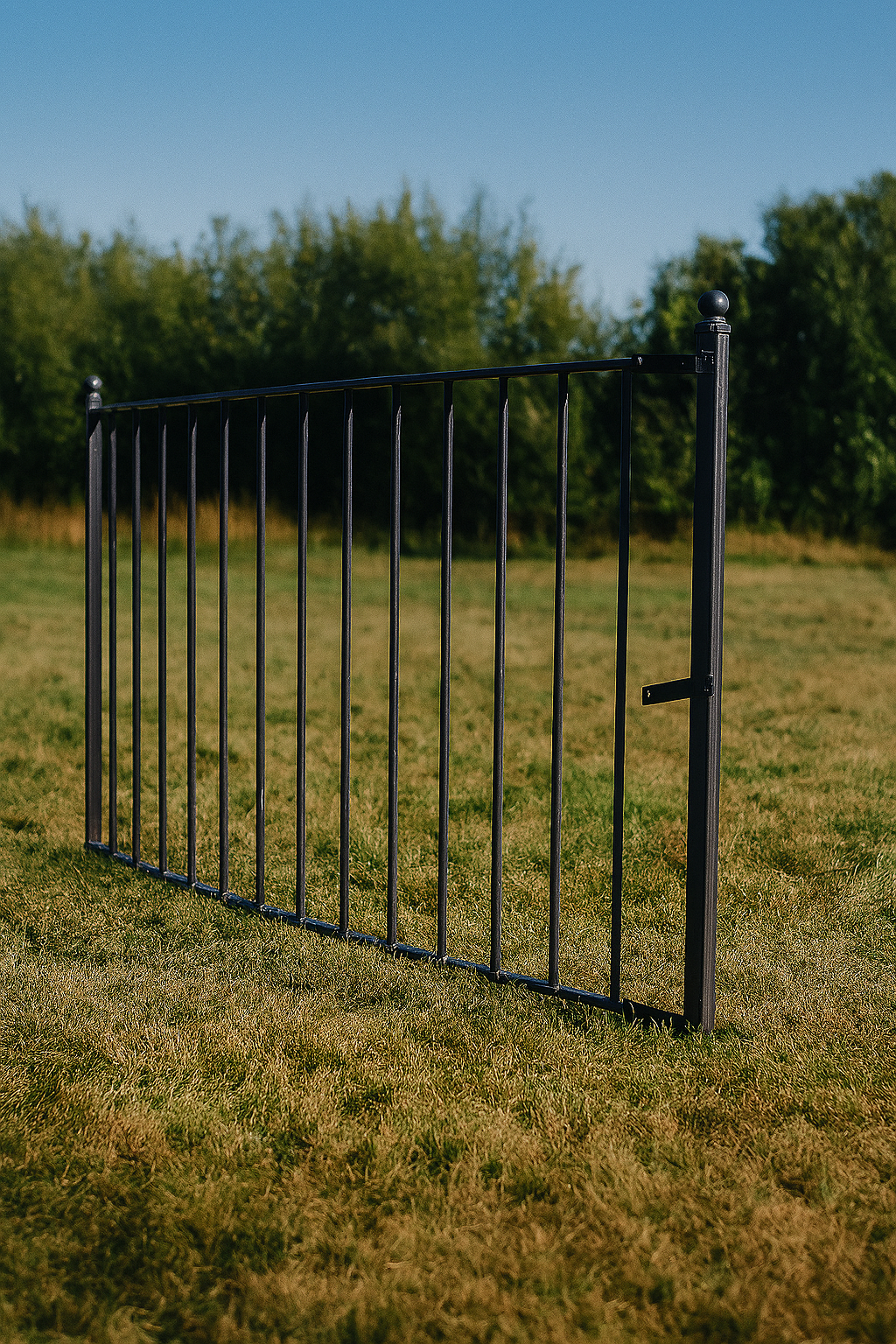 Black metal railing section
