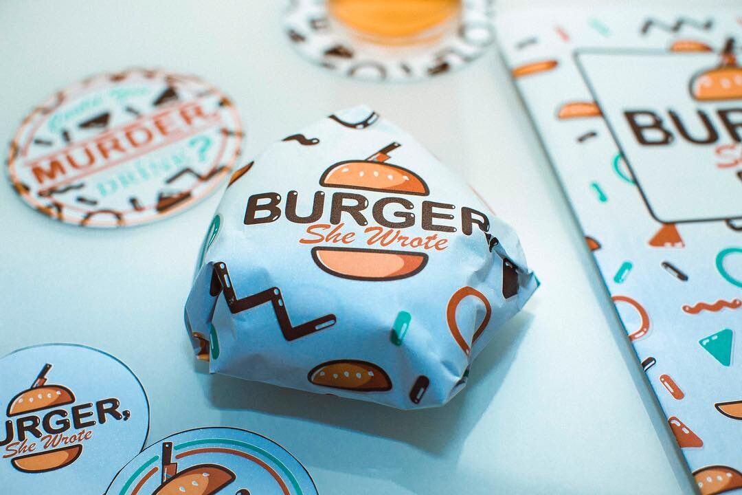Some retro mock-up packaging designs for Burger, She Wrote. Check out the full thing on my Behance (link in bio)