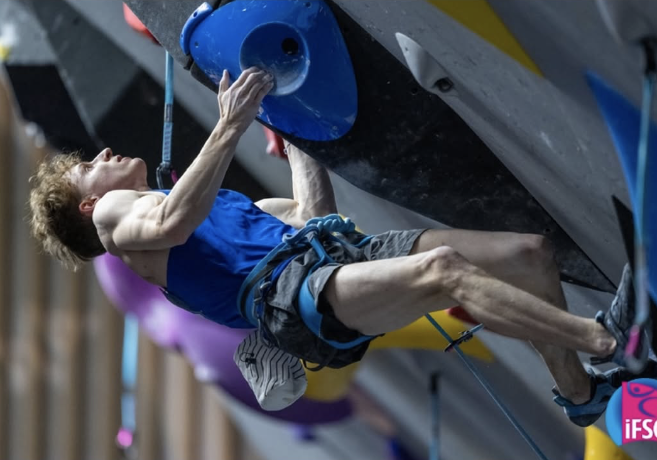 Sam Butterworth competing in a lead final