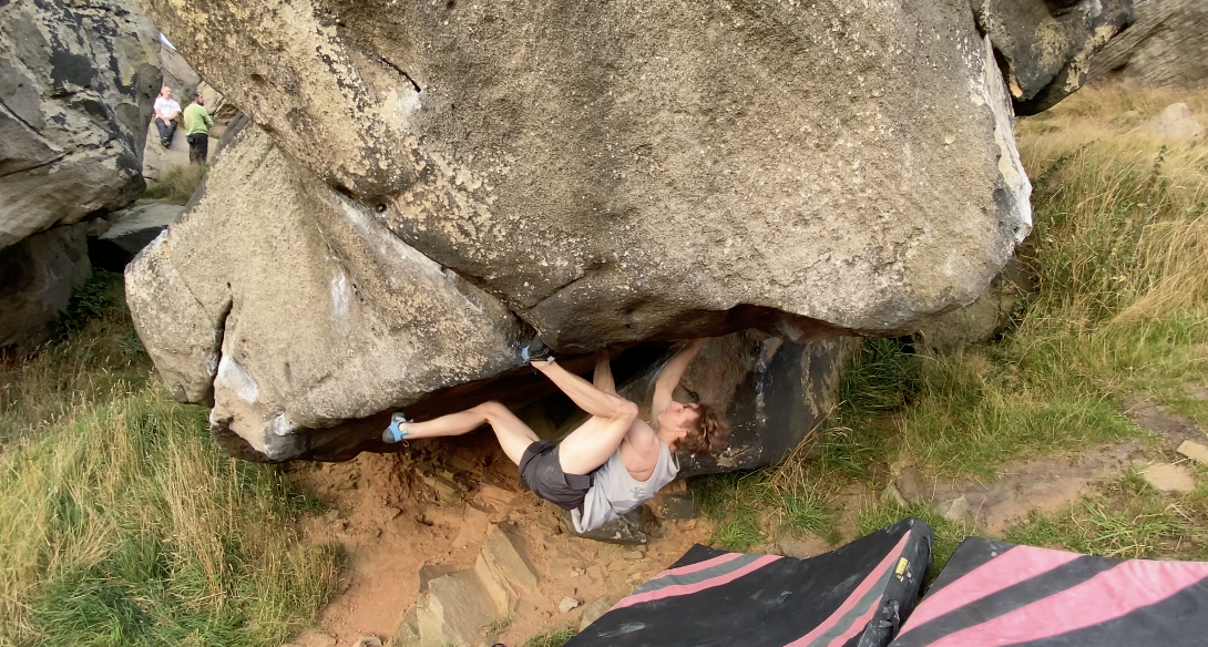 Climber on outdoor Yorkshire rock