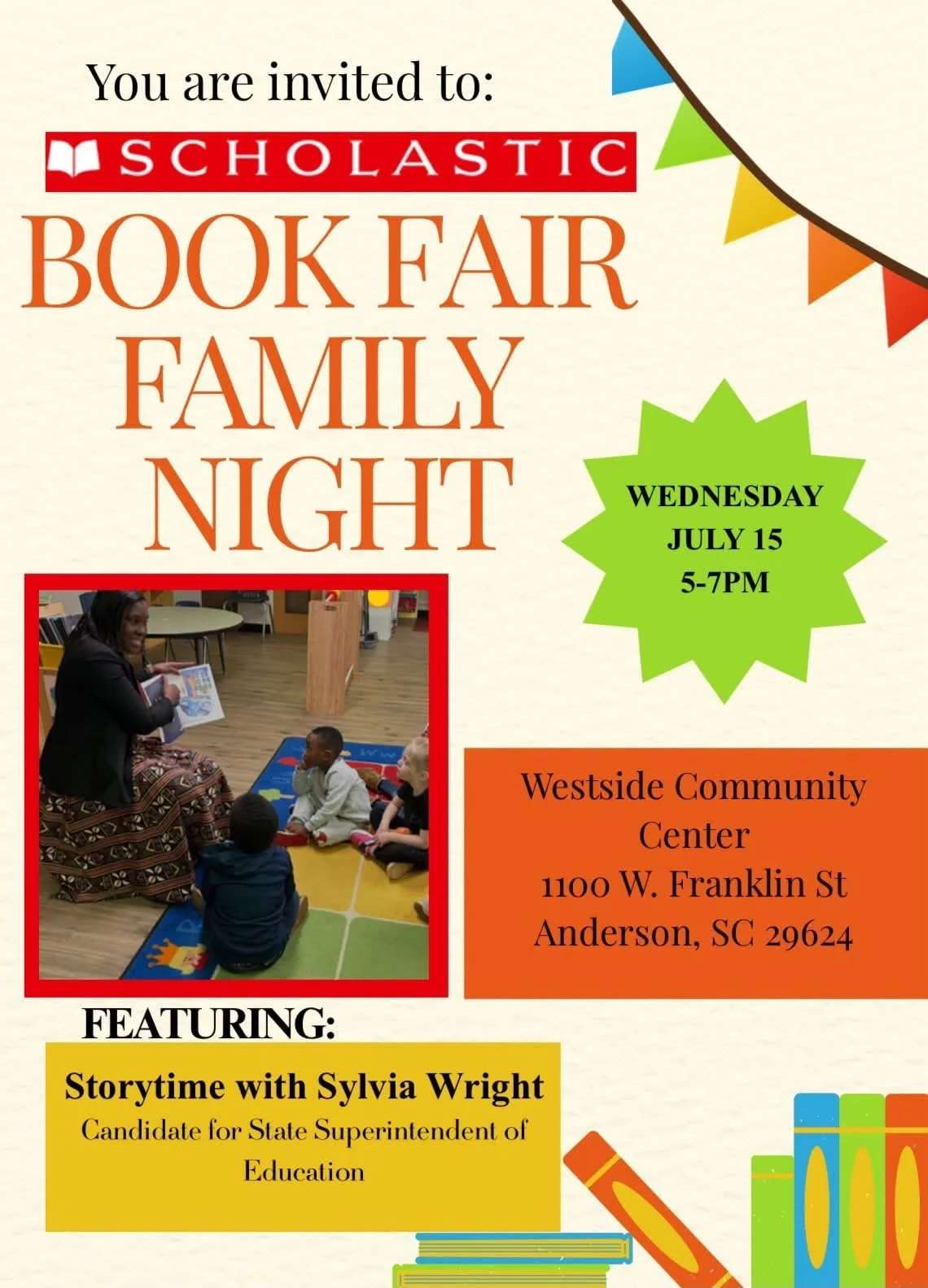 Scholastic Book Fair Family Night w/ Sylvia Wright