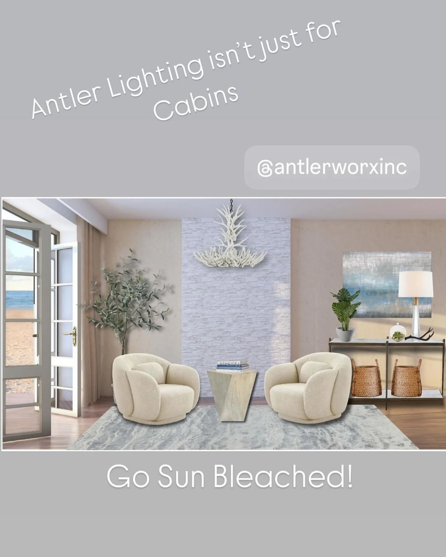 Antler Lighting by @antlerworxinc is perfect in ANY space- from coastal to urban to lodges and anything in-between. Antlers add that touch of natural beauty that pulls us in. Furniture by @alderandtweed . Reach out for info&hellip;As rep for Antlerwo