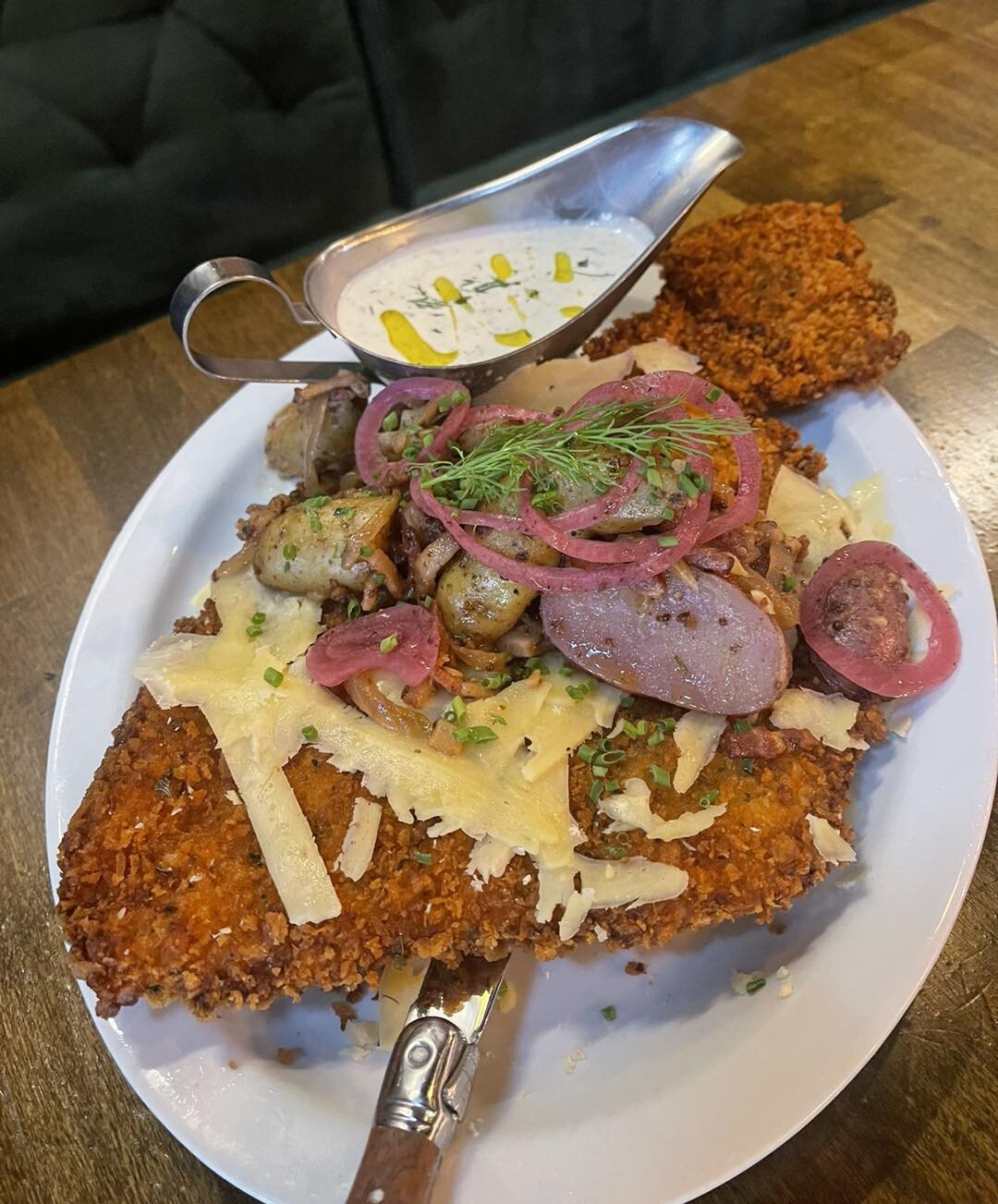 No words needed when it comes to our Staffordshire Chicken Schnitzel 😋