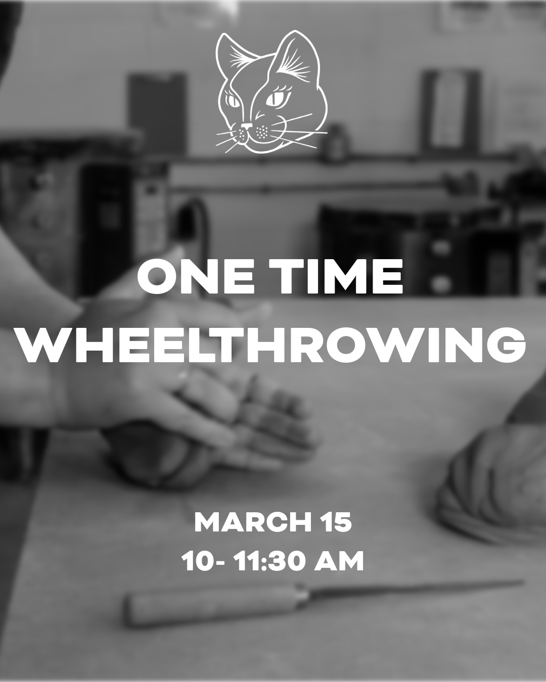 March 15 10- 11:30 AM / One time beginners wheelthrowing