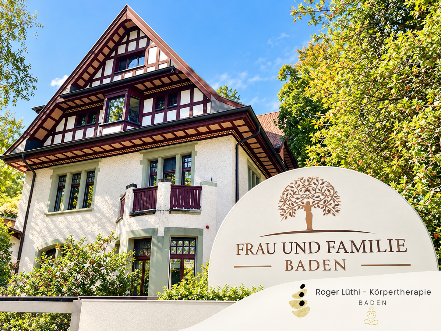 Praxis Roger Lüthi – Körpertherapie im Kompetenzzentrum Frau & Familie, Parkstrasse 25 in Baden. Praxis für Craniosacral Therapie und Somatic Experiencing (SE), rund 6 Gehminuten vom Bahnhof Baden entfernt.