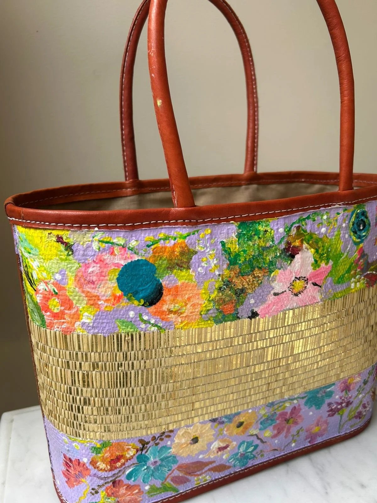 Bolso de playa pintado a mano