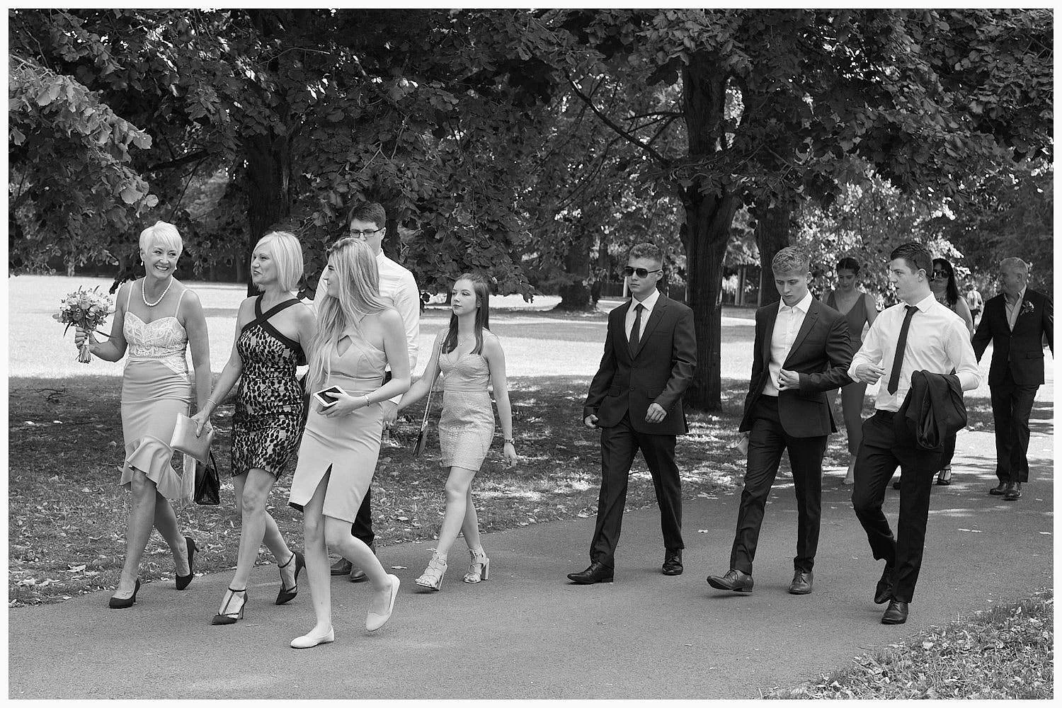Guests walk through the nearby War Memorial Park to the many photogenic backdrop locations