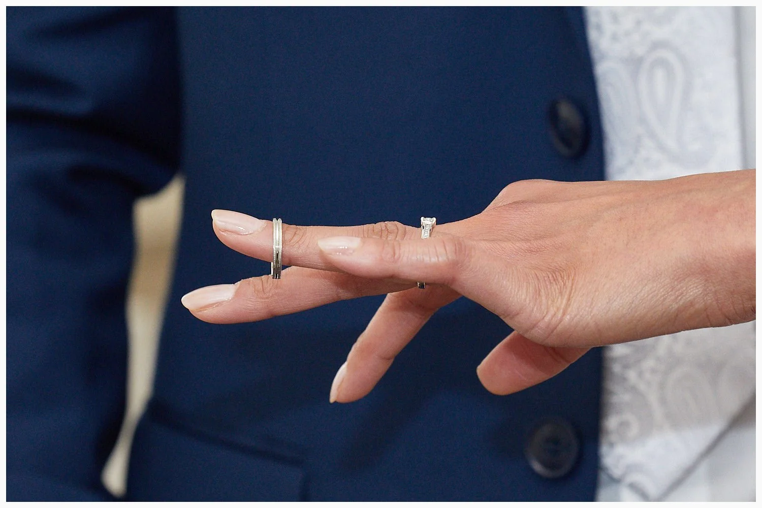 Ring exchange during the marriage ceremony at Basingstoke Register Office