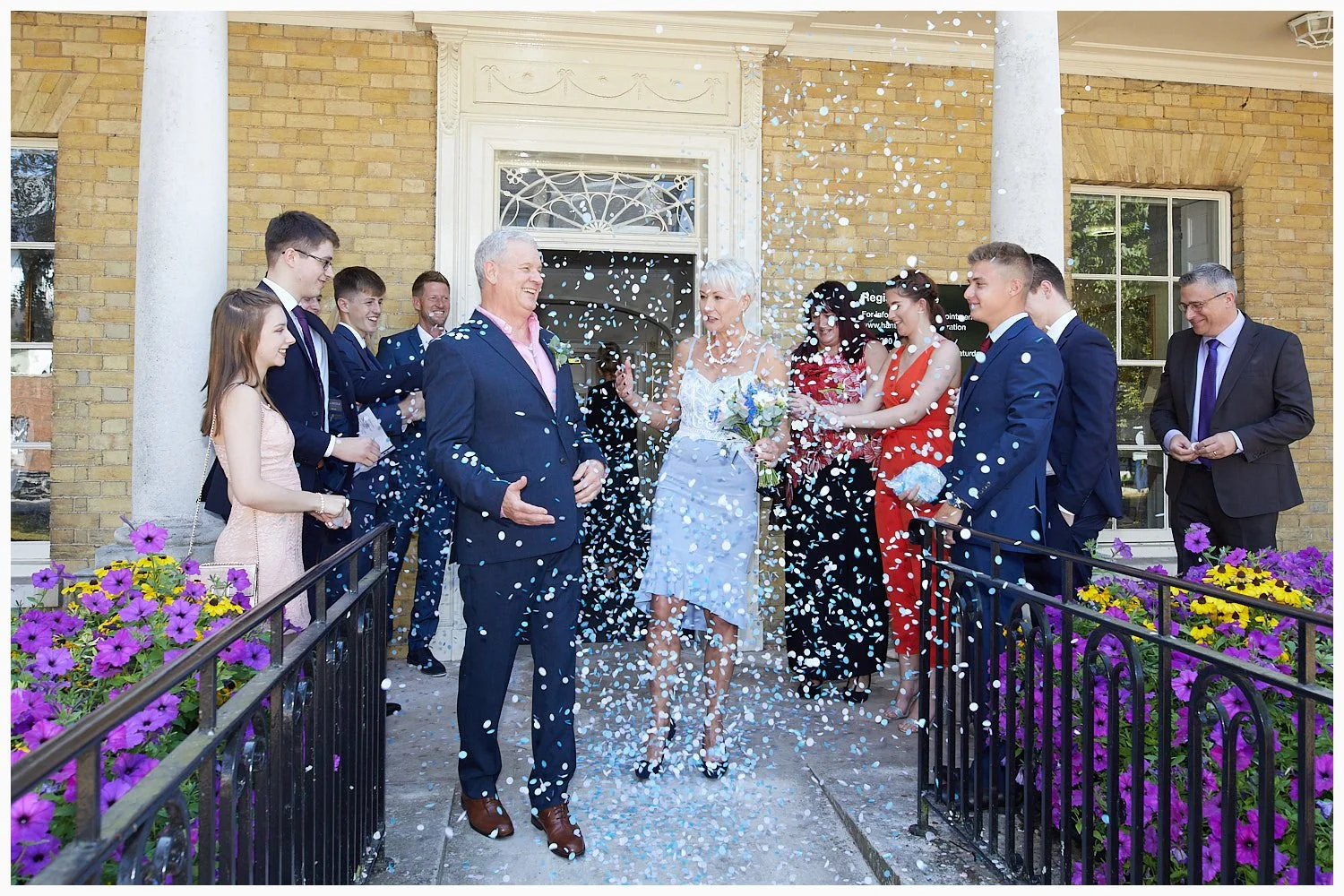 Confetti is allowed outside the building after the ceremony