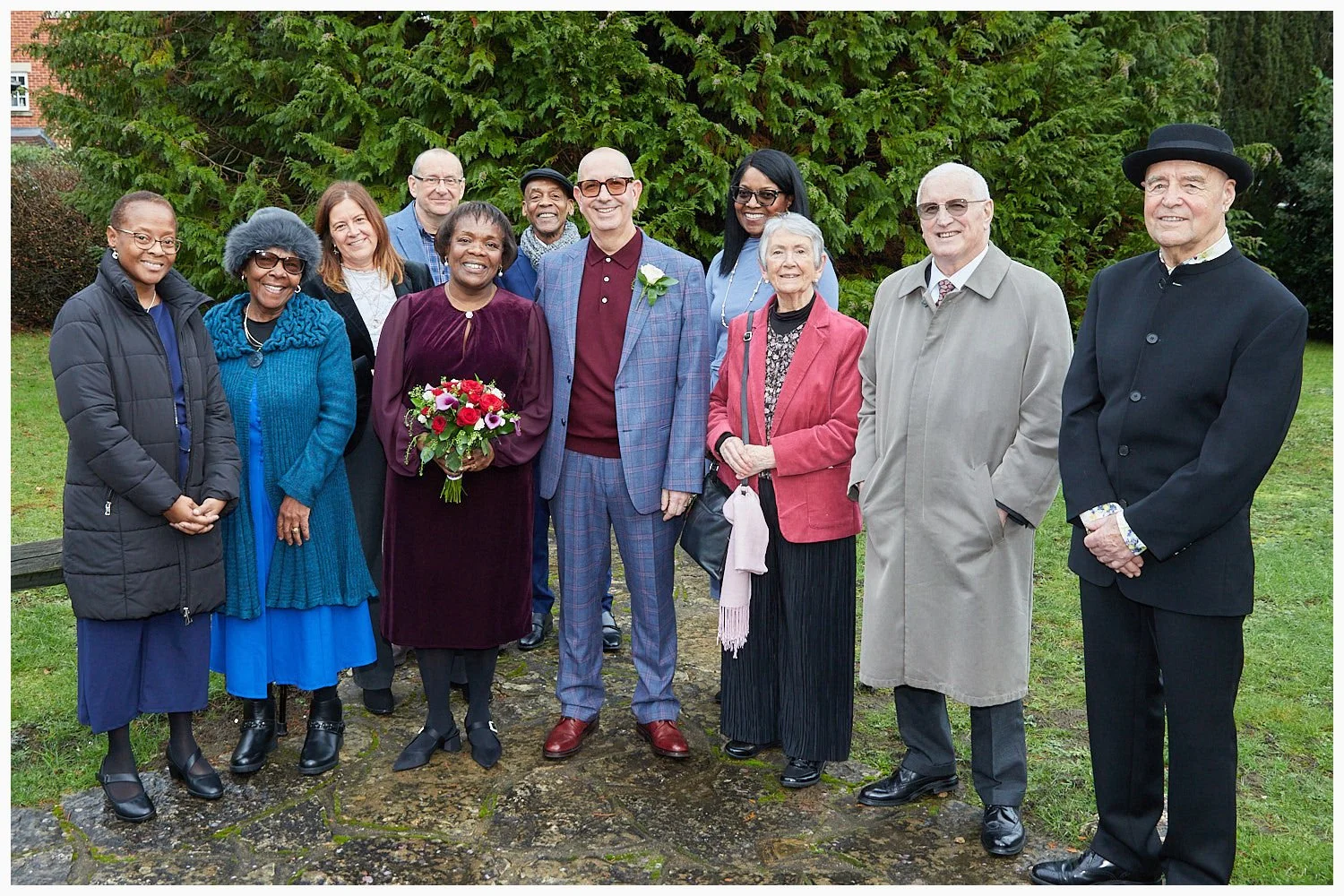 Bride and groom with the brides family