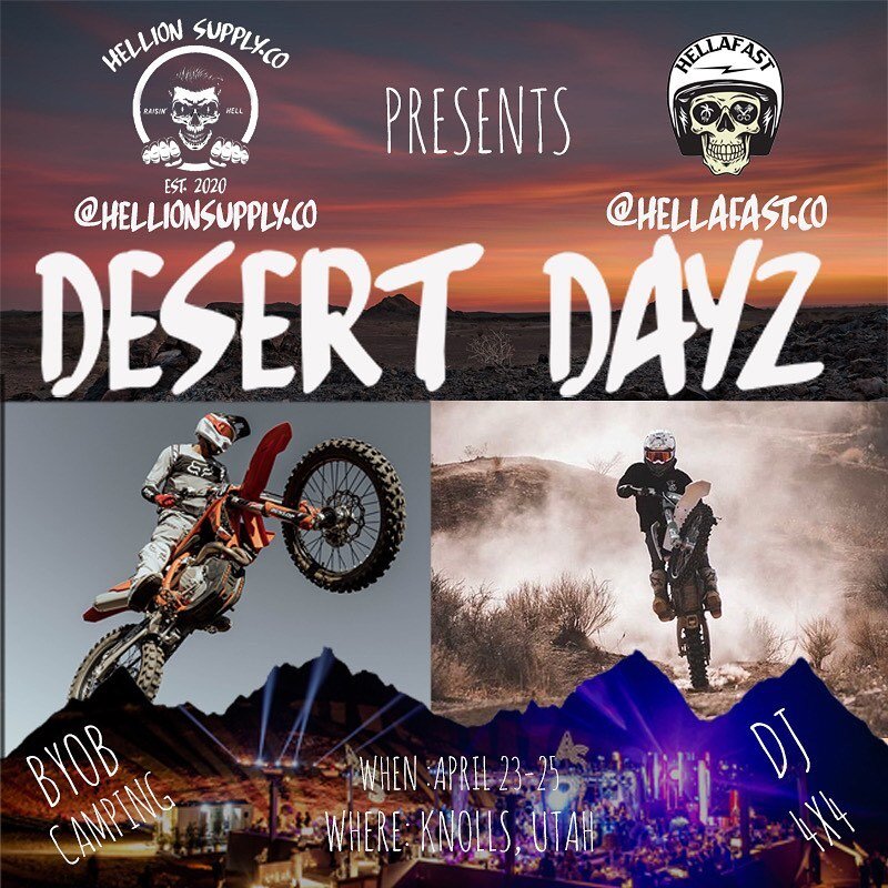 Desert Party in Knolls Ut, April 23-25!! We&rsquo;ll be camping Friday and Saturday night, DJ, dirt bikes, 4x4 you name it. Come out and party!🤘🏼DM FOR MORE INFO