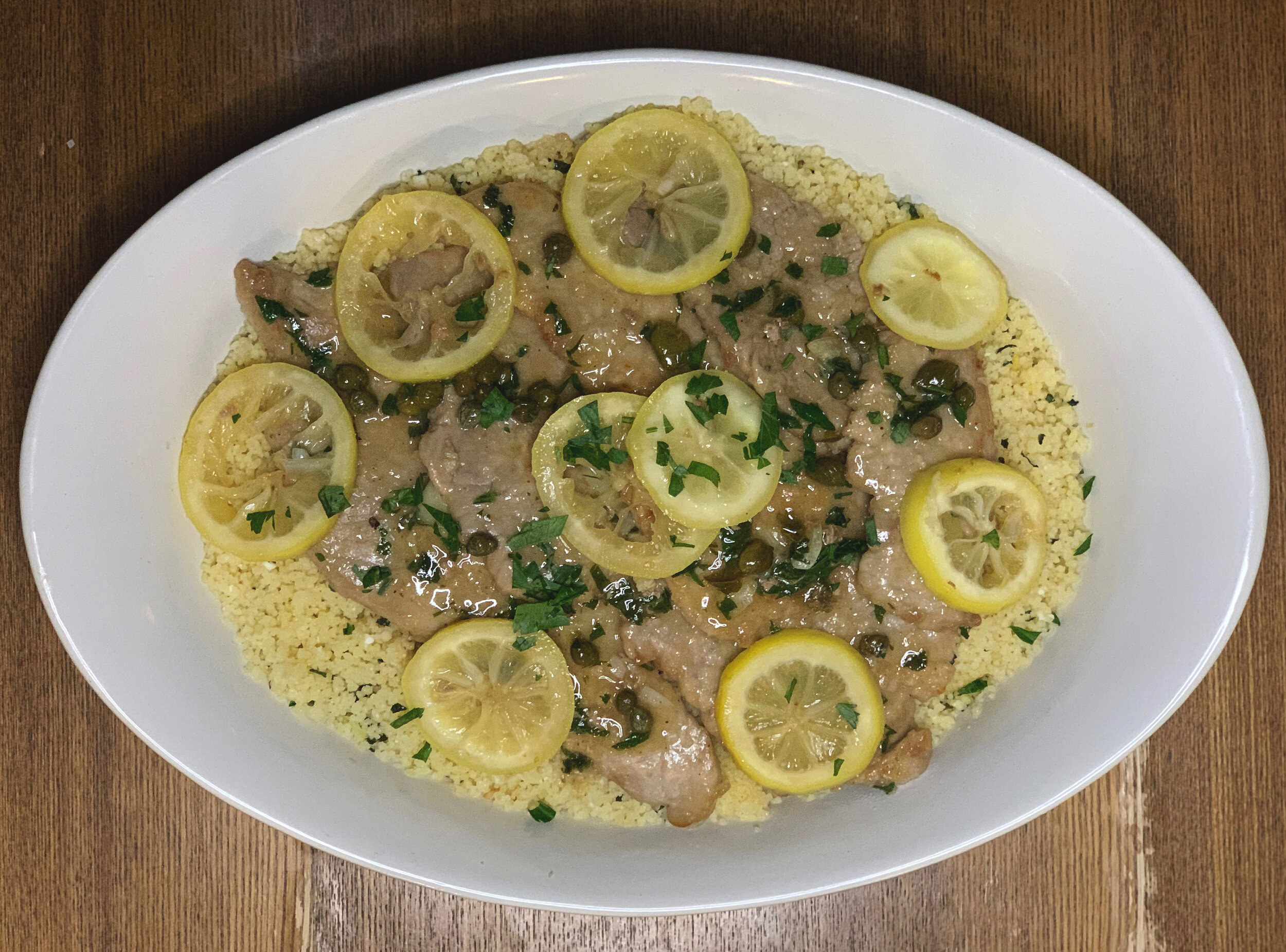 Veal Piccata with Mint & Feta Couscous