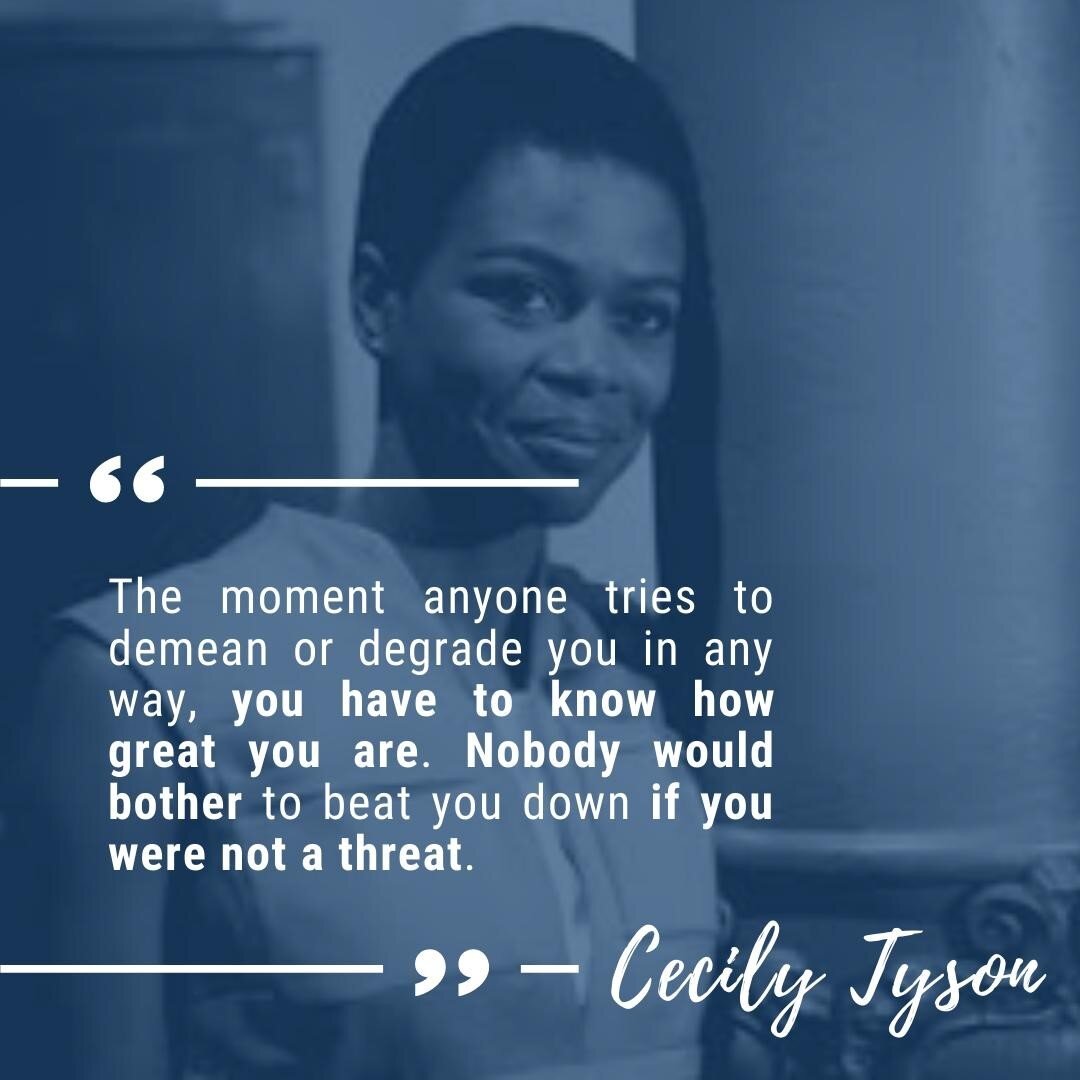 Legend @CecilyTyson spent her career breaking barriers, facing adversity and moving gracefully through it all. Hats off to her not only for her many accomplishments, but for her fearless spirit. 

YOU CAN DO IT TOO. 

When you encounter haters or nay