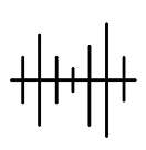 Black and white icon of audio visualizers.