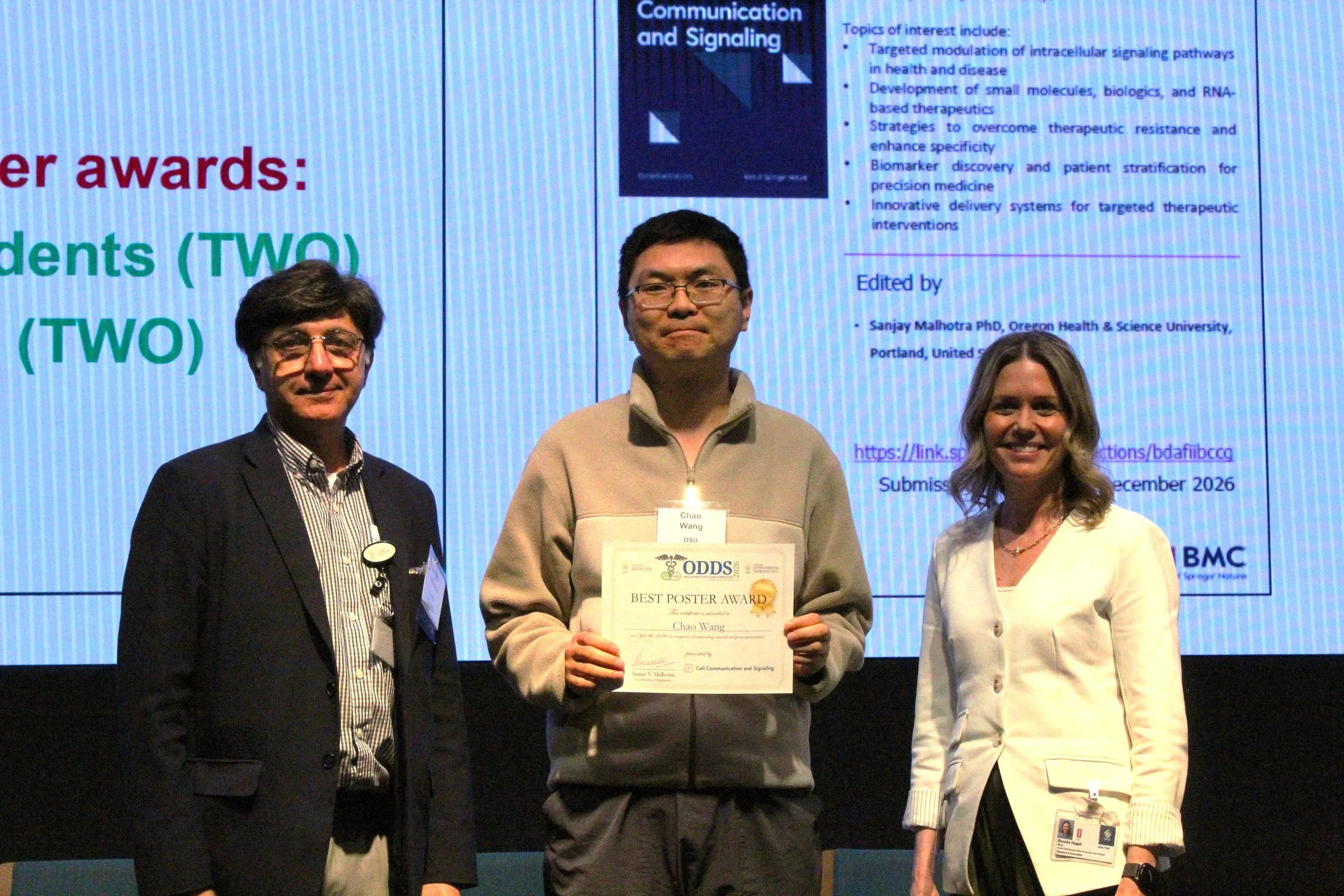 Congratulations to Chao for winning the best post-doc poster award at ODDS 2026!