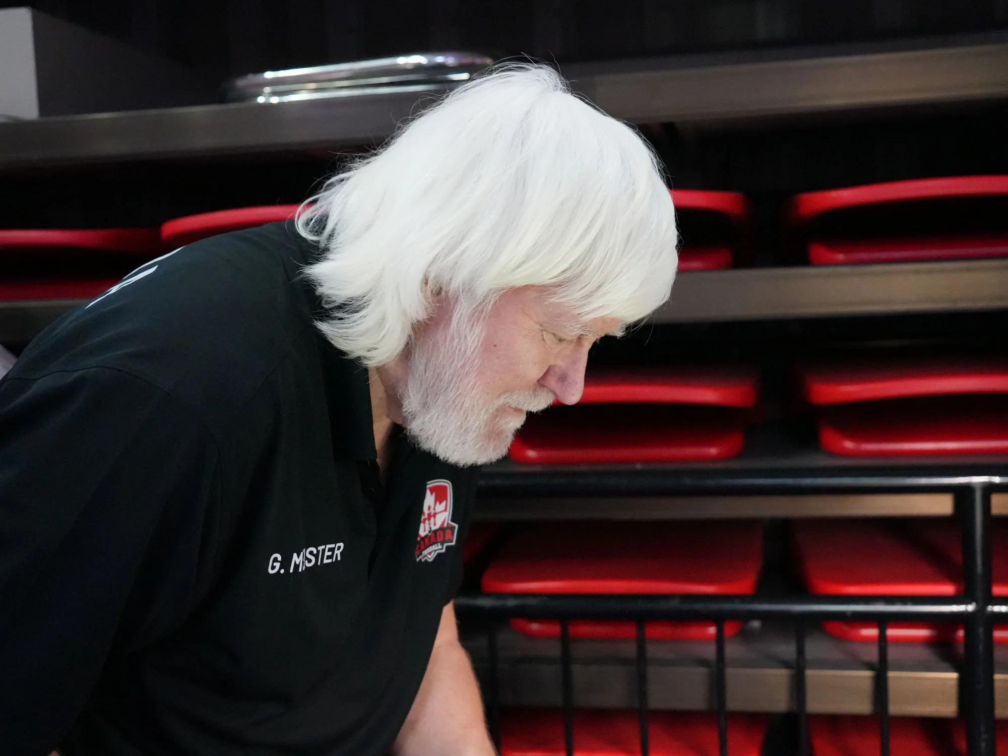 Gerry Meister warms up ahead of the Japan match in Qualification Round 3.