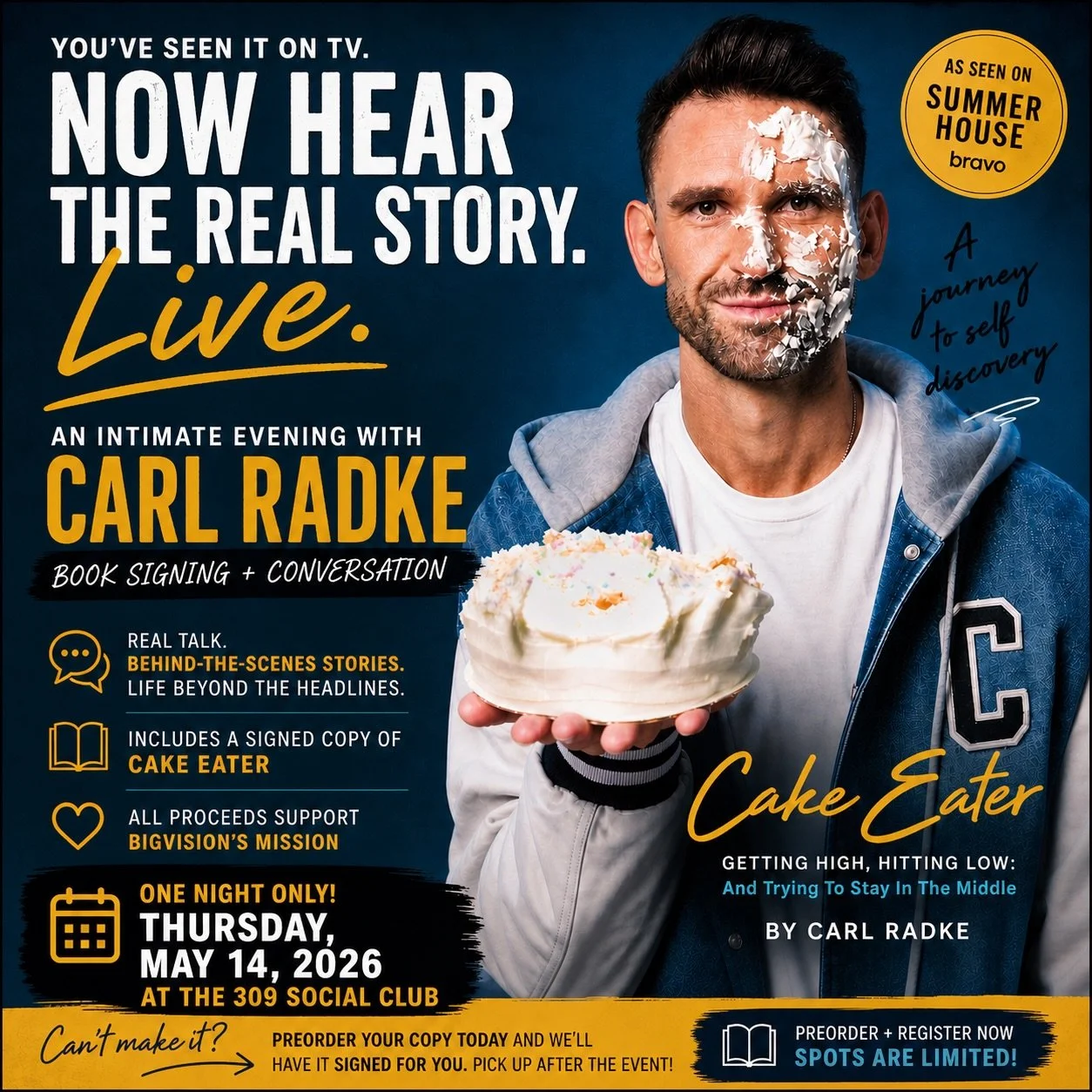 As a reality TV star on Summer House, Carl Radke has lived much of his life in the public eye. But the hardest parts of his story happened off camera.

Join us for a candid, in-person conversation as Carl opens up about his journey through addiction,