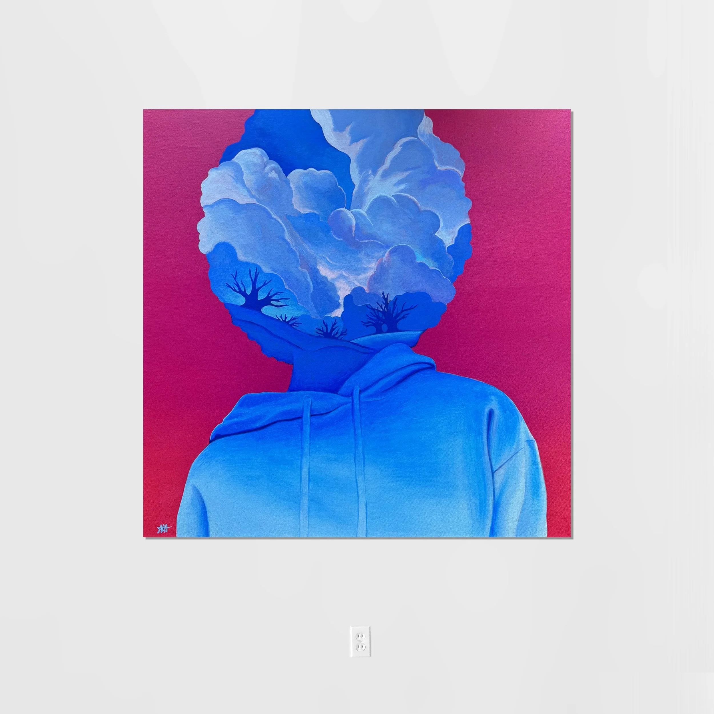 HEAD IN THE CLOUDS II /  3'x3' acrylic on canvas