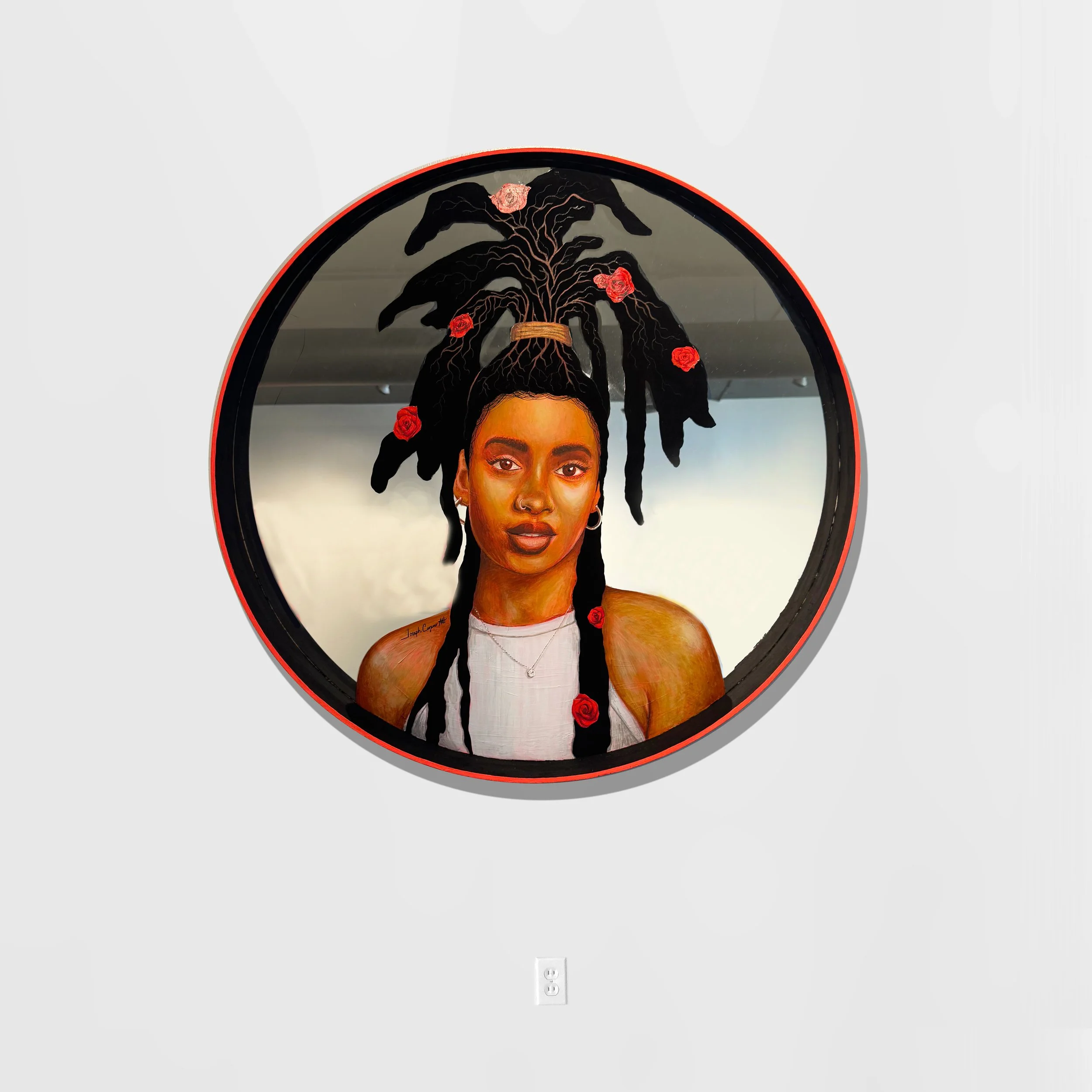 ROSE  /  acrylic on 36" diameter mirror