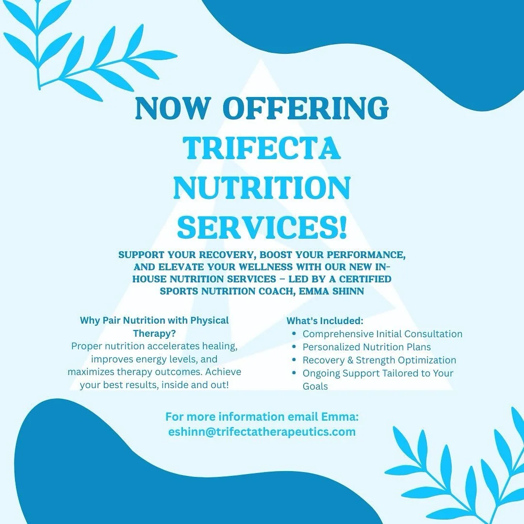 Now offering nutrition services 🍎

Proper fueling is essential for recovery from injury, strength, and overall well-being. Certified Sports Nutrition Coach and Cherry Hill Customer Care Coordinator, Emma Shinn, works one-on-one with clients to creat