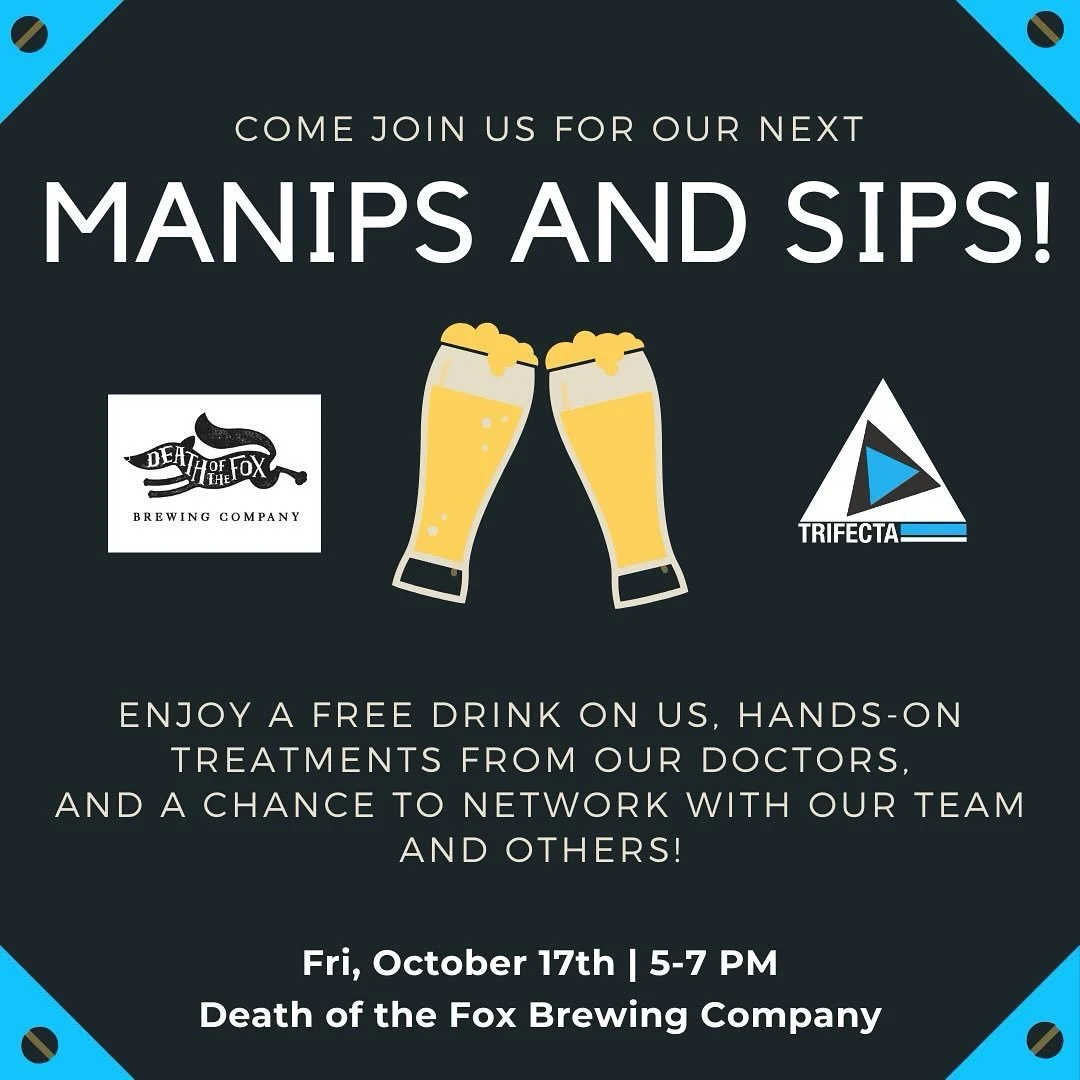 🍻Save the date for our next Manips and Sips @deathofthefoxbrewingco !!! 🔥

Enjoy a free drink on us, hands-on treatments from our doctors, and a chance to network with our team and others! We can&rsquo;t wait to see you there!

📍Death of the Fox B