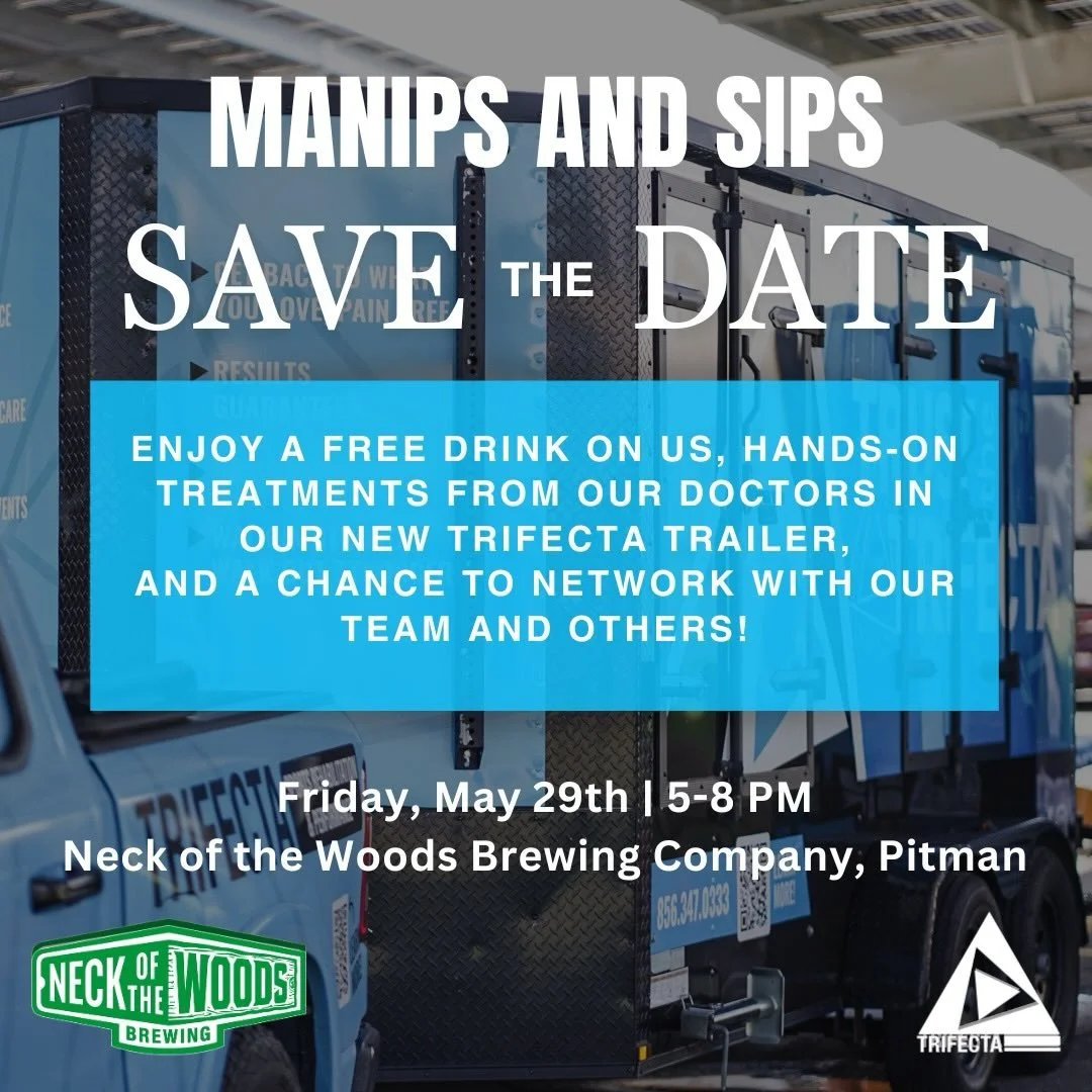 🍻Save the date for our next Manips and Sips @neckofthewoodsbrewing !!! 🔥

Enjoy a free drink on us, hands-on treatments from our doctors in our new Trifecta Trailer, and a chance to network with our team and others! We can&rsquo;t wait to see you t