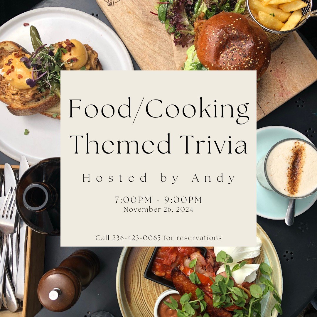 🍽️ Food &amp; Cooking Trivia Night! 🧑&zwj;🍳

Calling all foodies and culinary enthusiasts! Join us for a deliciously fun evening of Food &amp; Cooking Trivia Night. Test your knowledge on everything from gourmet dishes to cooking techniques, and c