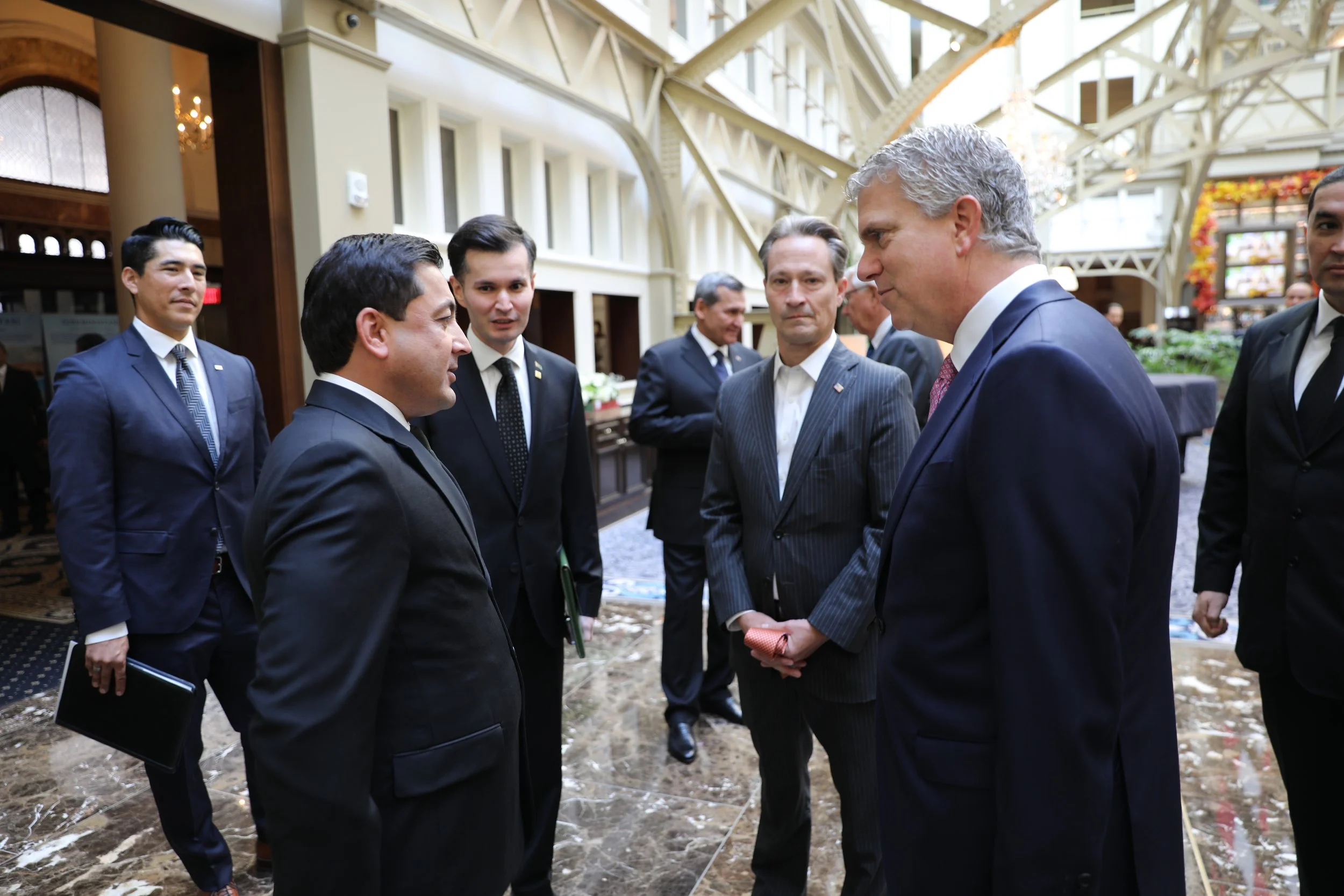 During the November 2025 C5+1 engagements in Washington, DC, the Executive Director of the USTBC met with Deputy Chairman of the Cabinet of Ministers and Minister of Foreign Affairs H.E. Rashid Meredov, Assistant Secretary of Commerce David Fogel, Ex