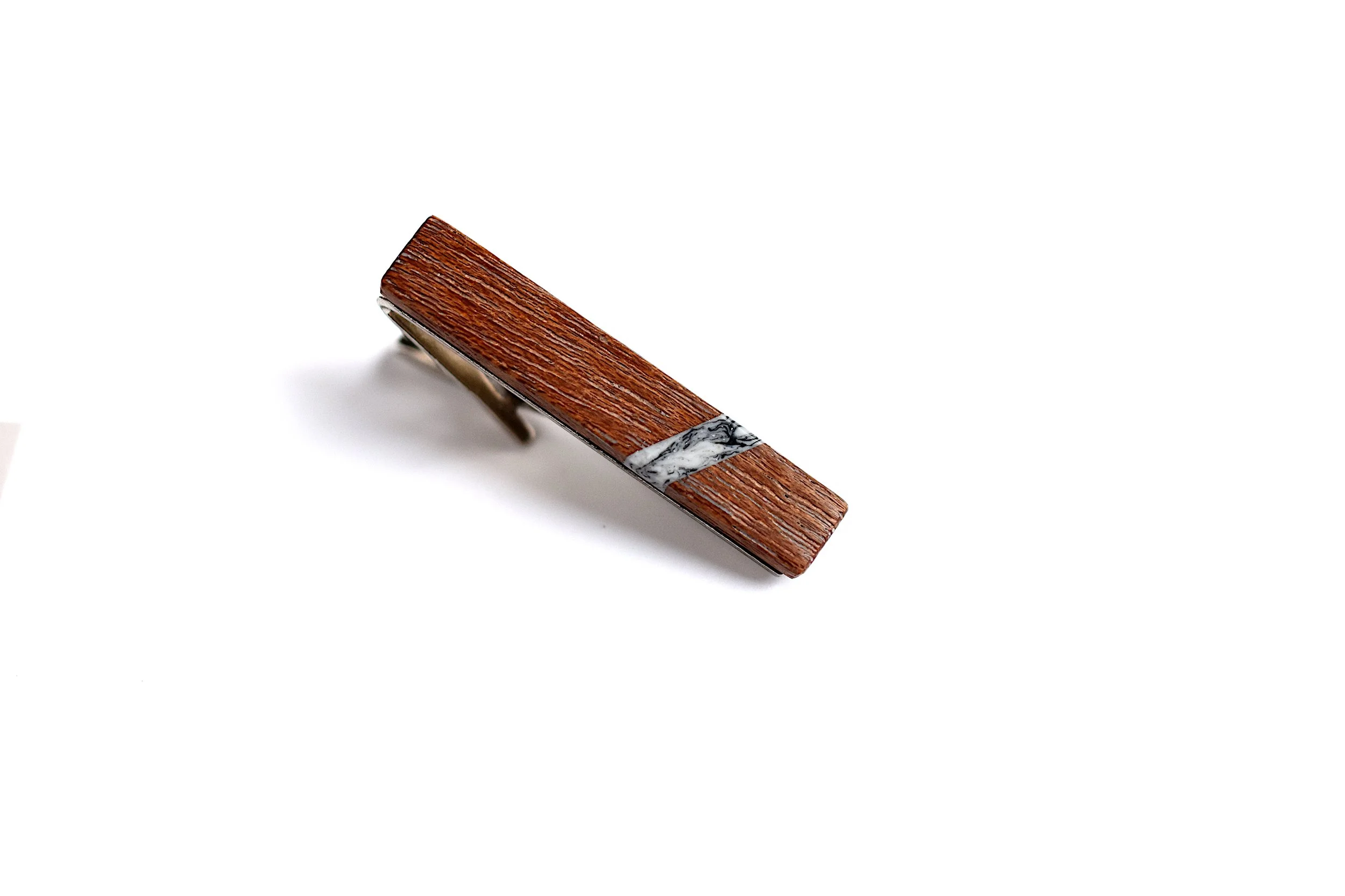 Reclaimed wood and eco resin tie clip