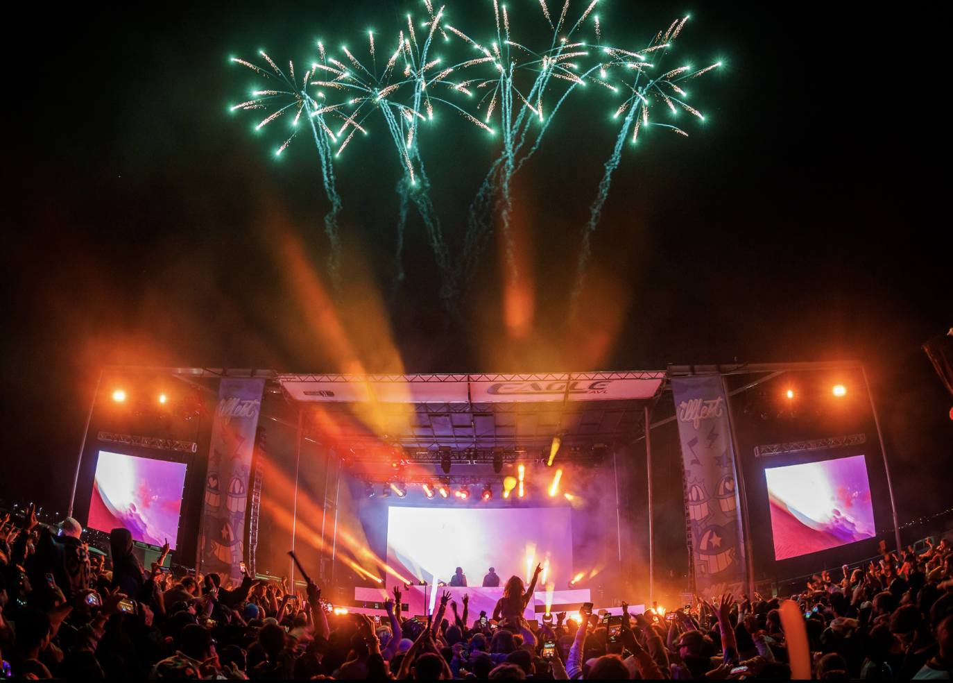 Illfest Music and Art Project music festival concert branding design illustration logo brand art Austin Texas mainstage design stage scrim