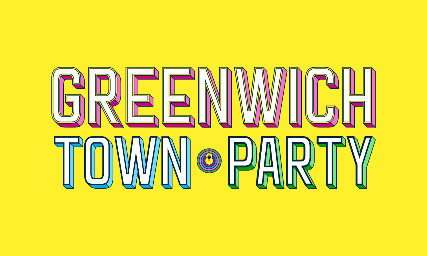 Greenwich town party festival branding graphic design wristbands poster stages  