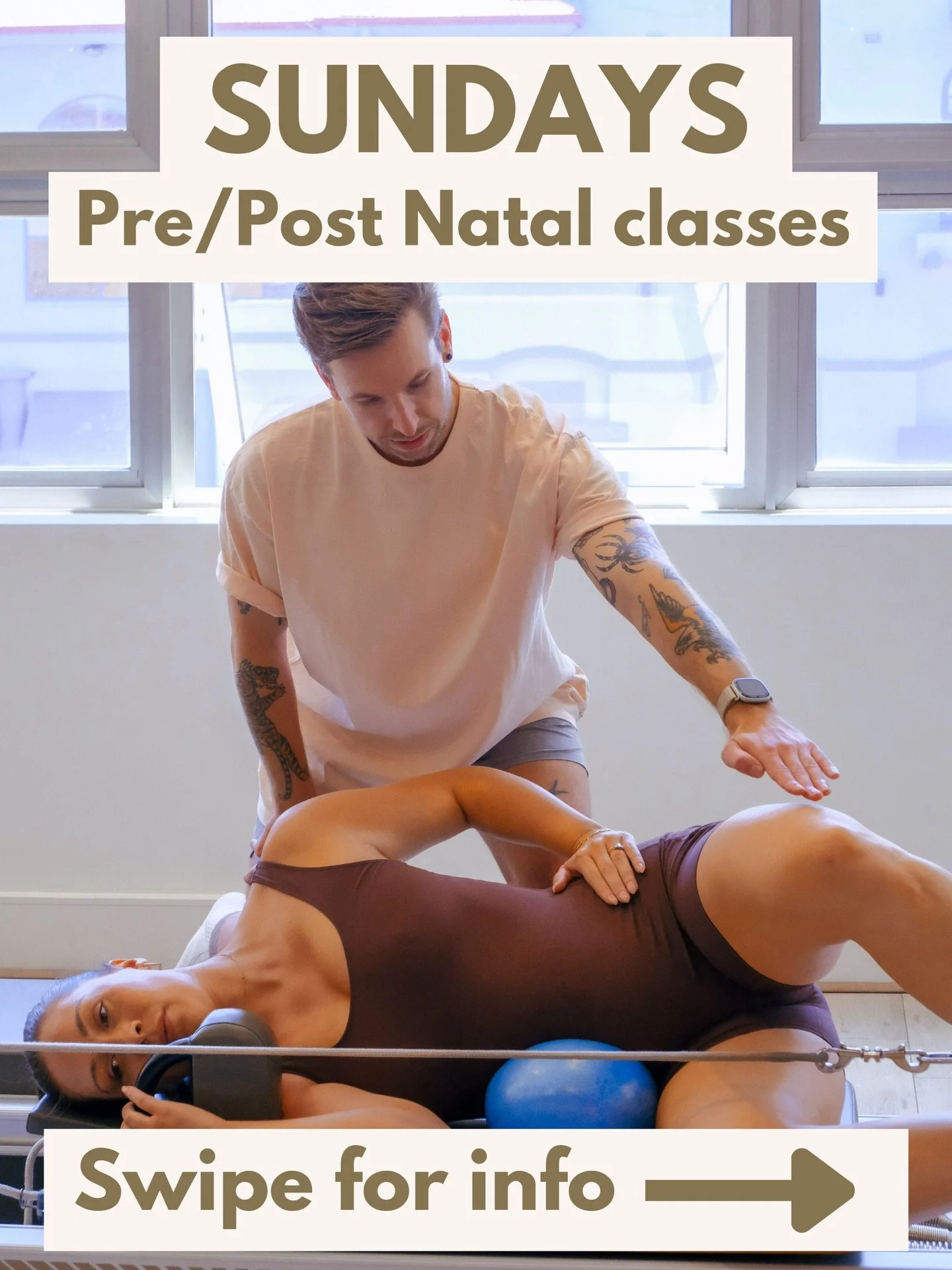 ✨PRE/POST NATAL FRIENDLY CLASSES ✨ 

We are delighted to expand our offerings of pregnancy friendly classes from March. Join Kara P and Liam on the reformer, Sundays at 11am to help you maintain form and strength during pregnancy, or assist your need