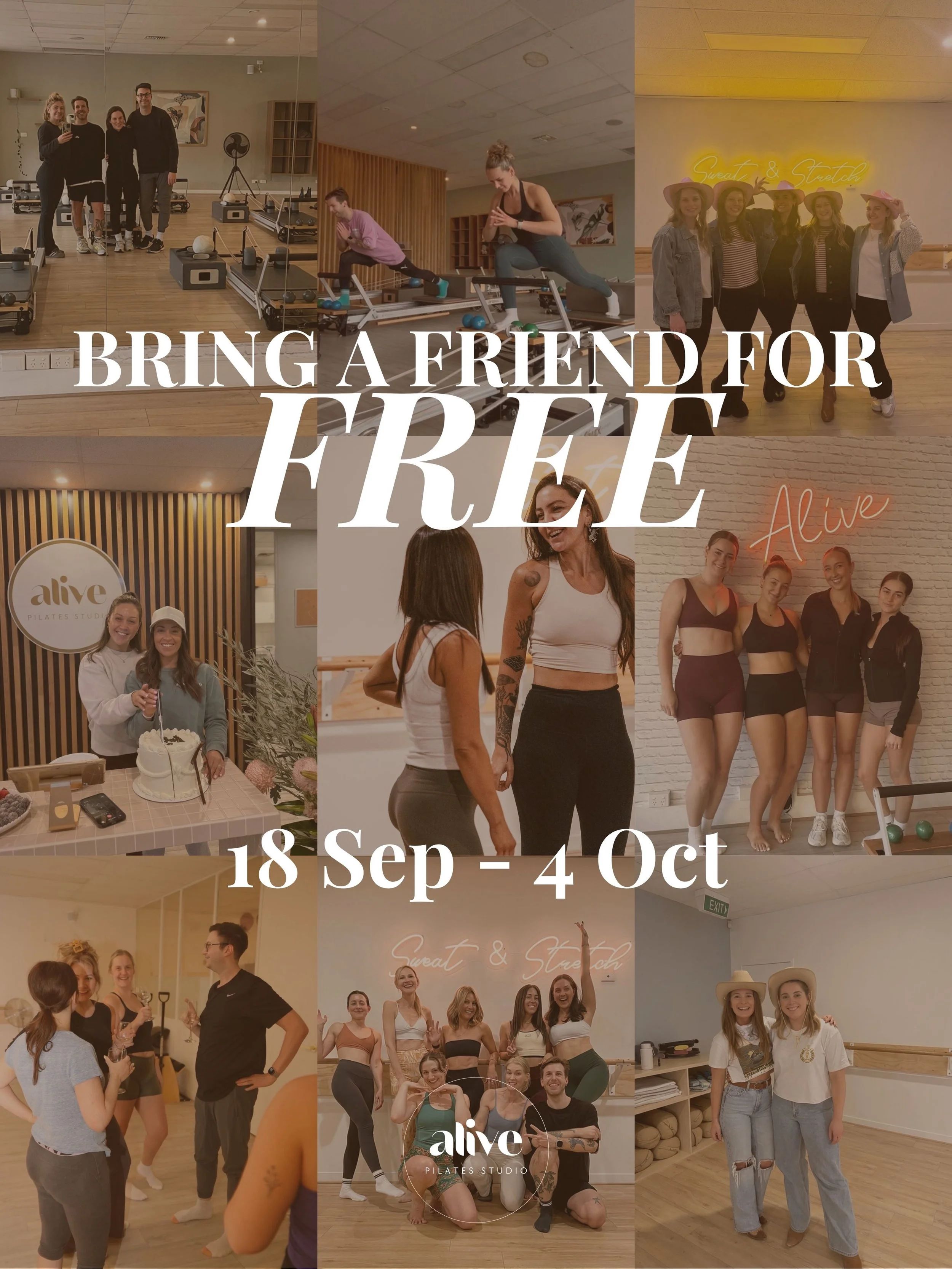 Pilates is more fun with a friend! 🫶

Got a friend or family member who&rsquo;s been wanting to try Pilates? Now&rsquo;s the perfect time to bring them along!

From 18 September &ndash; 4 October, book into any Reformer, Mat, Barre or Yoga class and