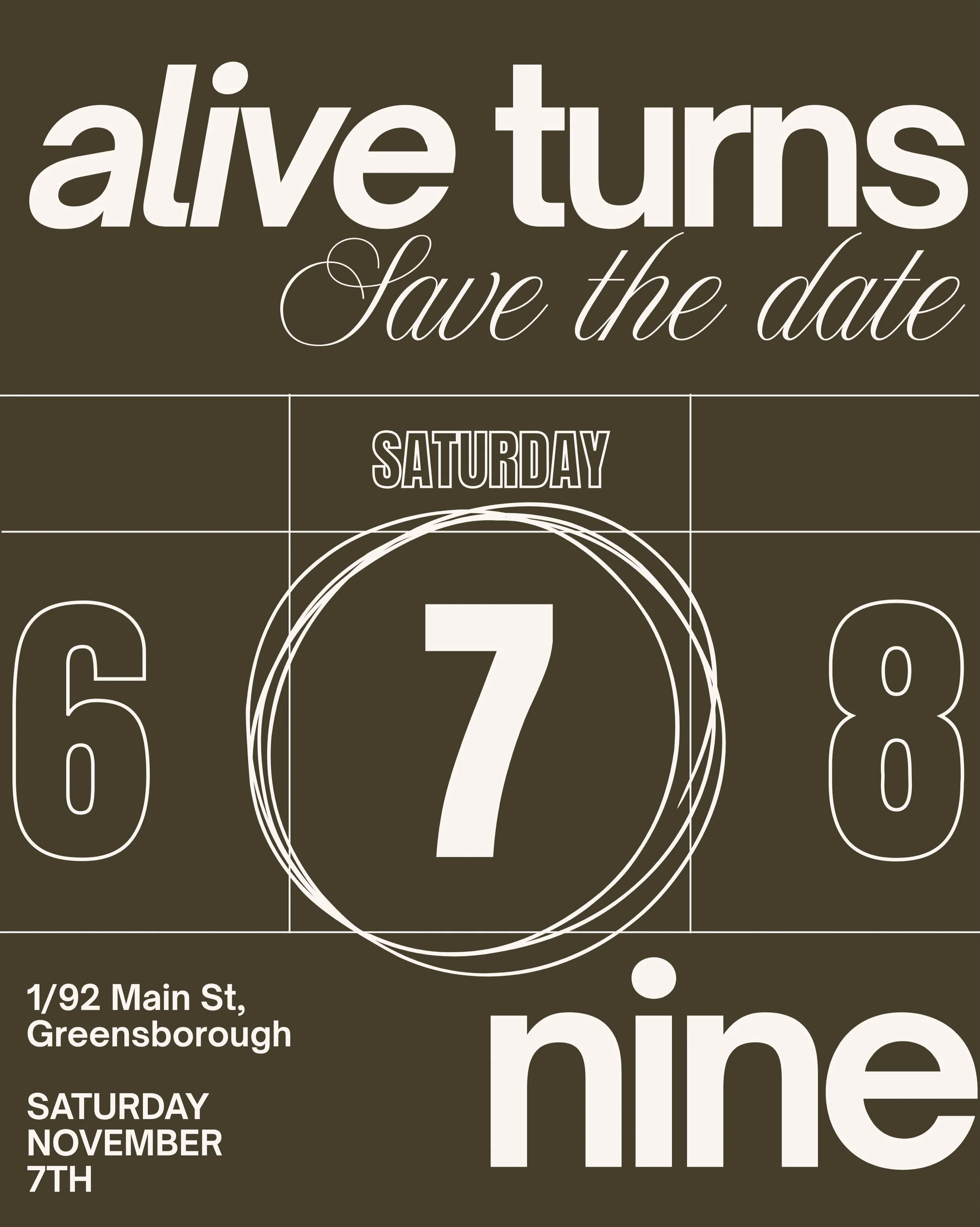 🎉 SAVE THE DATE &mdash; ALIVE PILATES STUDIO TURNS 9! 🎉

Nine years of movement, connection, community and so much love! 🖤

Join us on Saturday, November 7th as we celebrate 9 incredible years of Alive Pilates Studio! 🥂

We&rsquo;d love to celebr