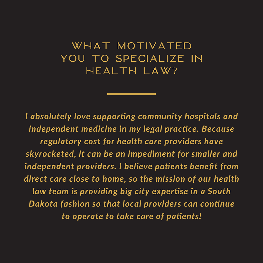 Text of what motivated Heather to specialize in health law
