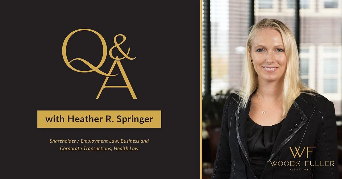 Headshot of Heather Springer with a Q&A logo