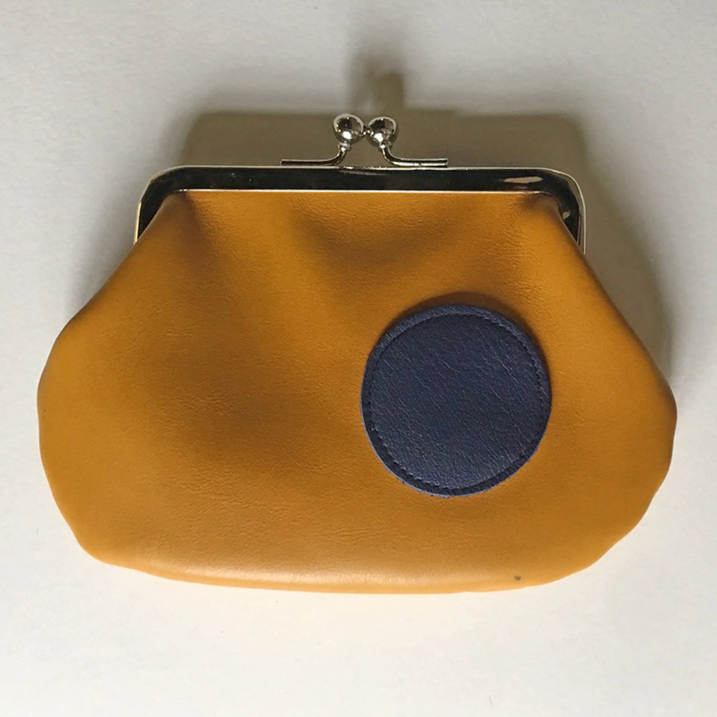 Orange Ochre + Navy Circle Purse