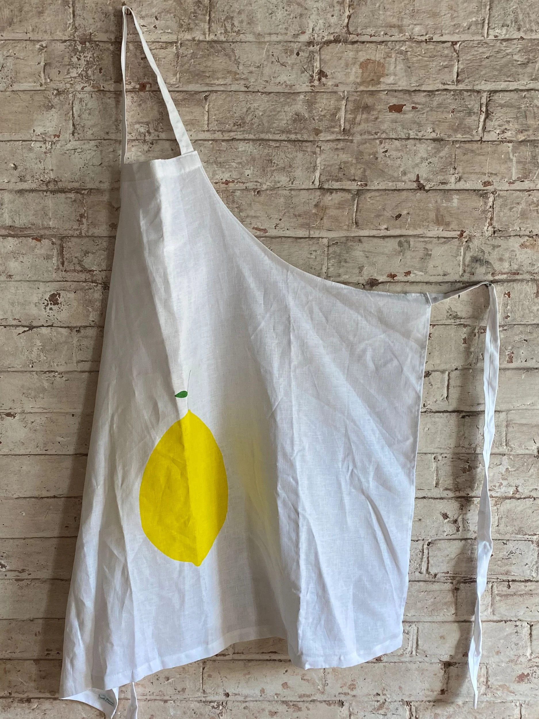 White Linen Lemon Apron