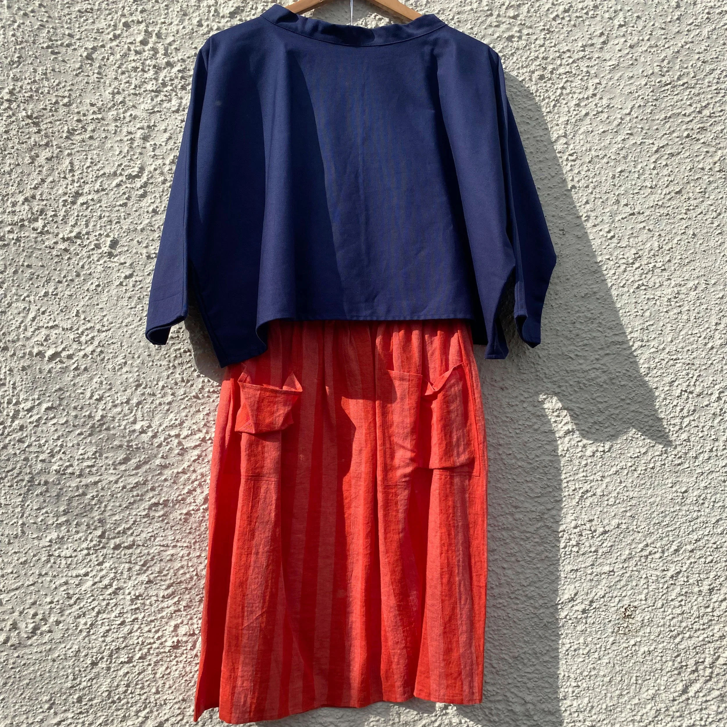 Rhubarb Stripe Linen Skirt